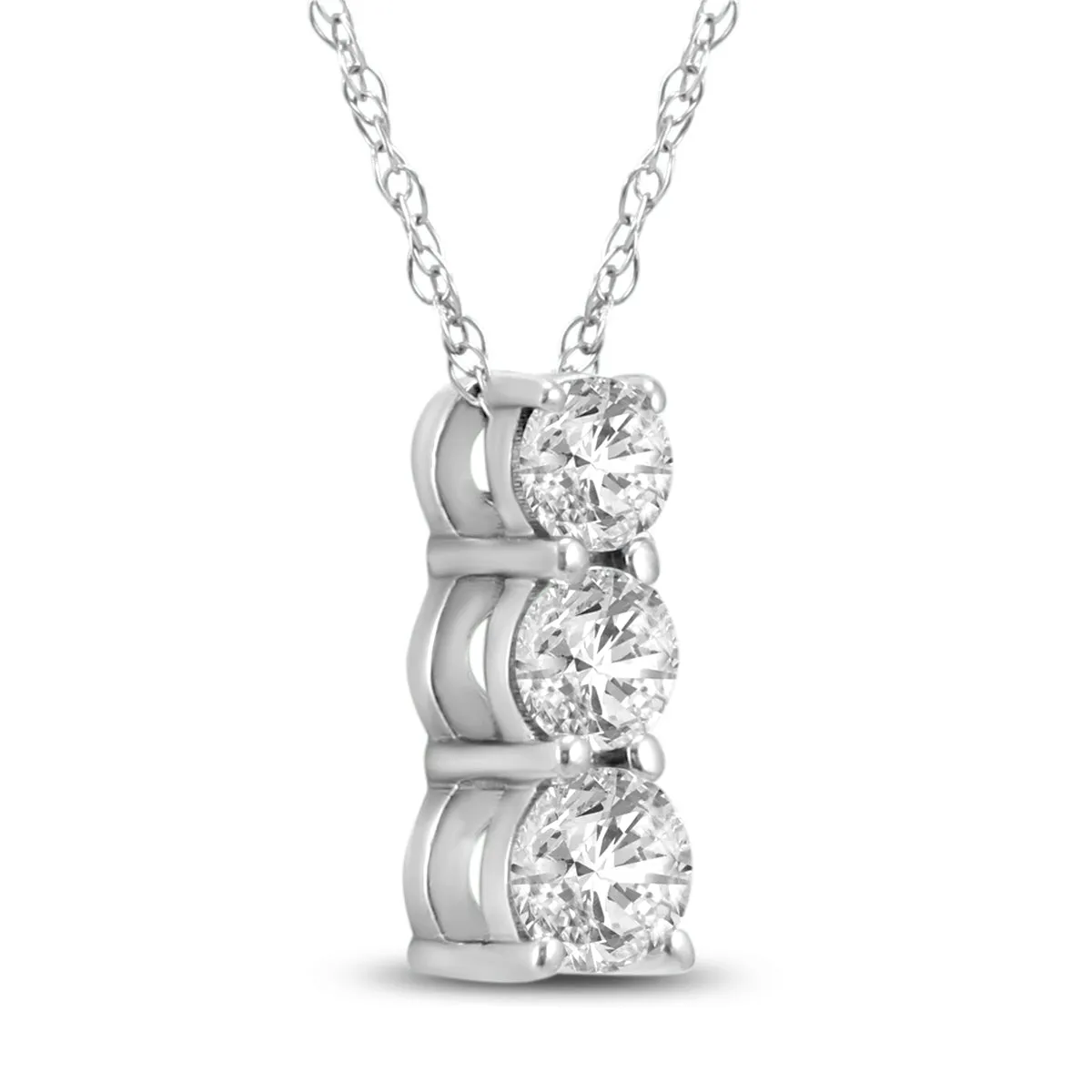 1/2 Carat TW Three Stone Diamond Pendant in 14K White Gold