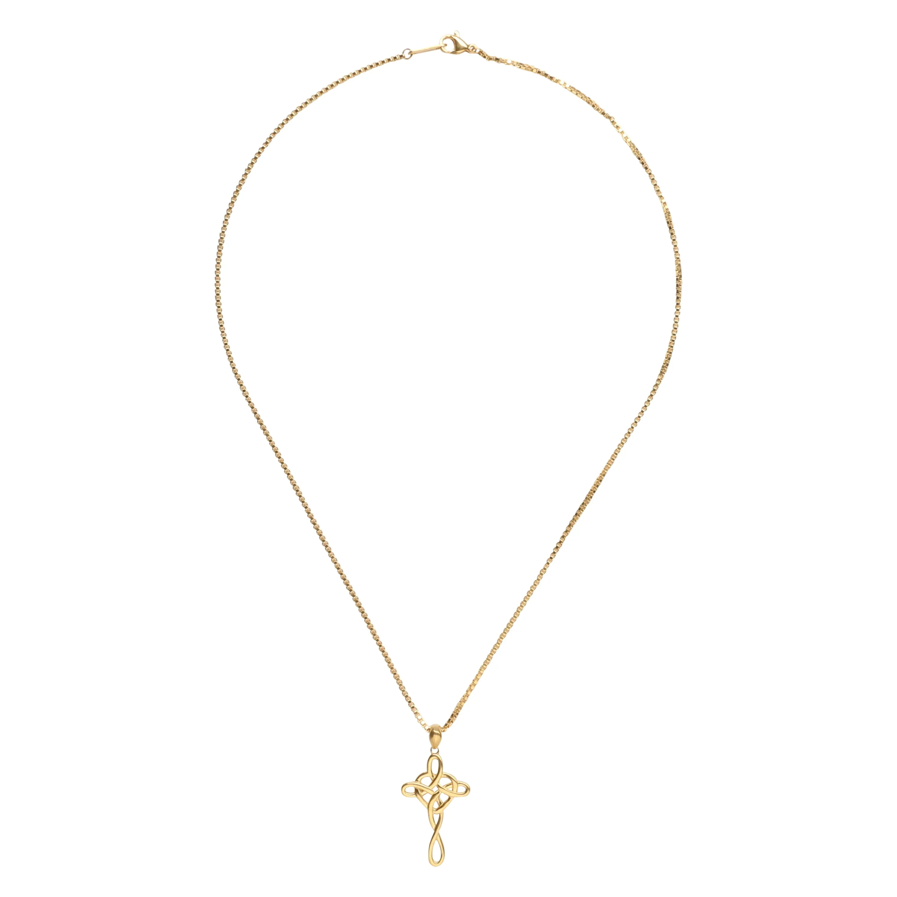 14K Gold Plated Infinity Cross Pendant Necklace