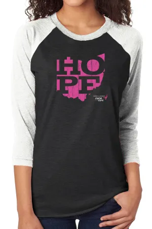 3012 - Komen Hope Ohio Baseball Tee/ Black & White