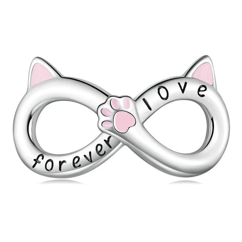 925 Sterling Silver Infinity Cat Bracelet Bsc748