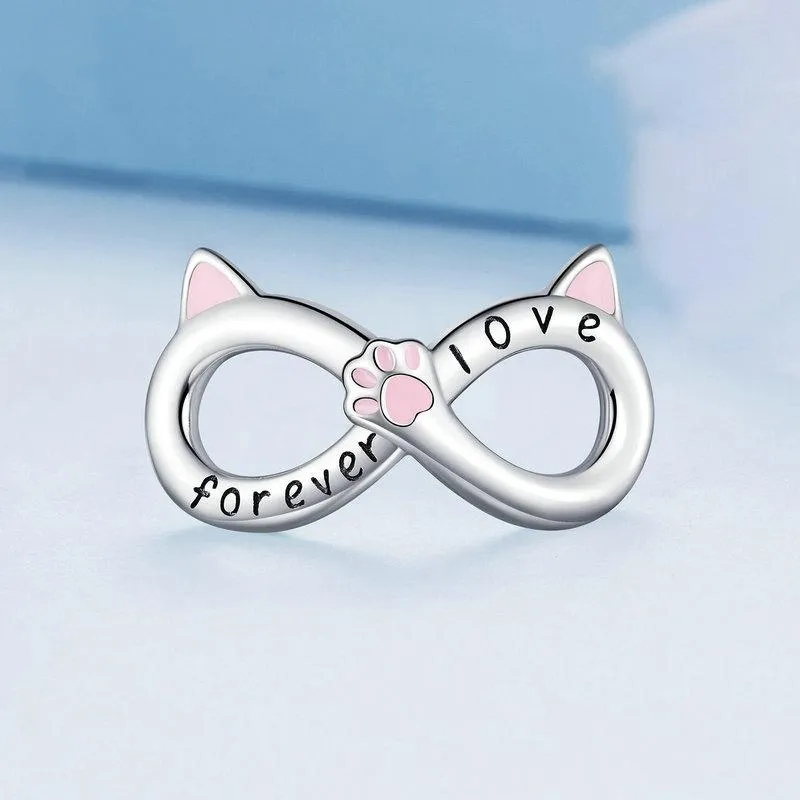 925 Sterling Silver Infinity Cat Bracelet Bsc748