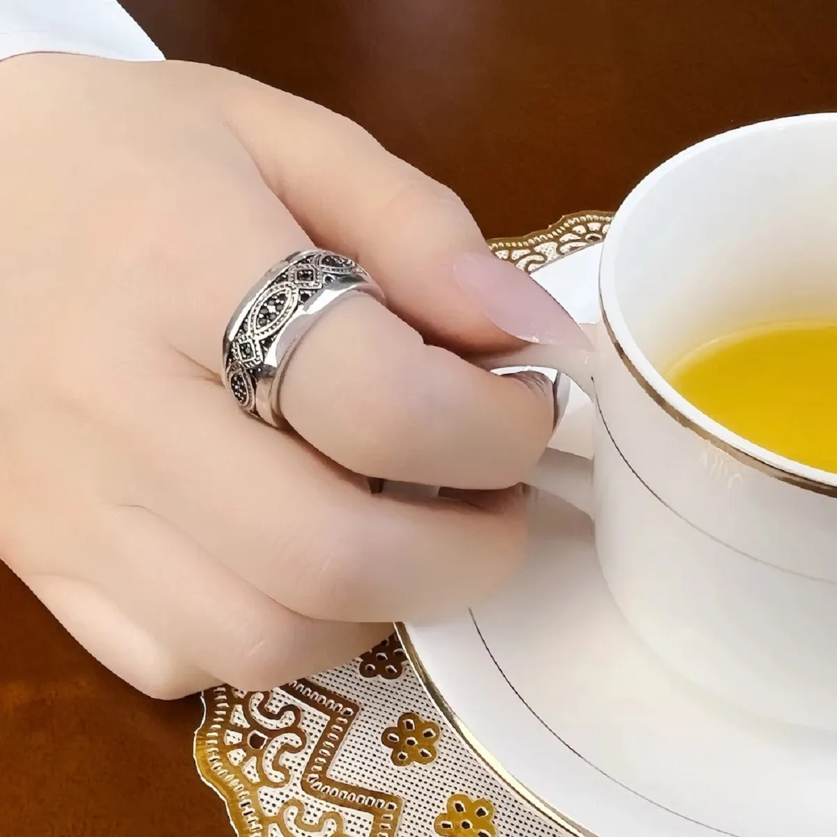 925 Sterling Silver Love Knot Wave Ring Trendy Fine Jewelry