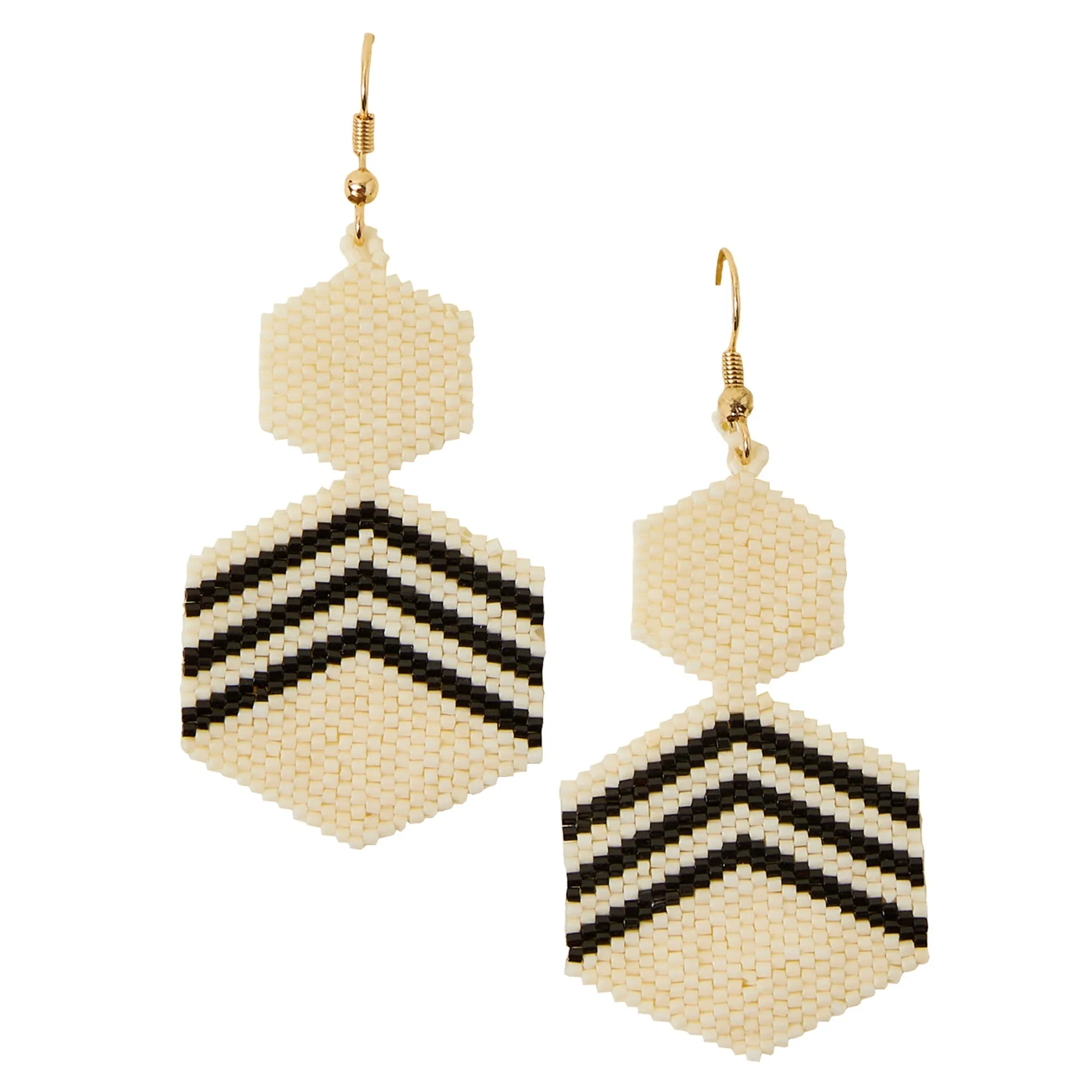 Accessorize London Women's Cream Mono Chevron Drop Earrings