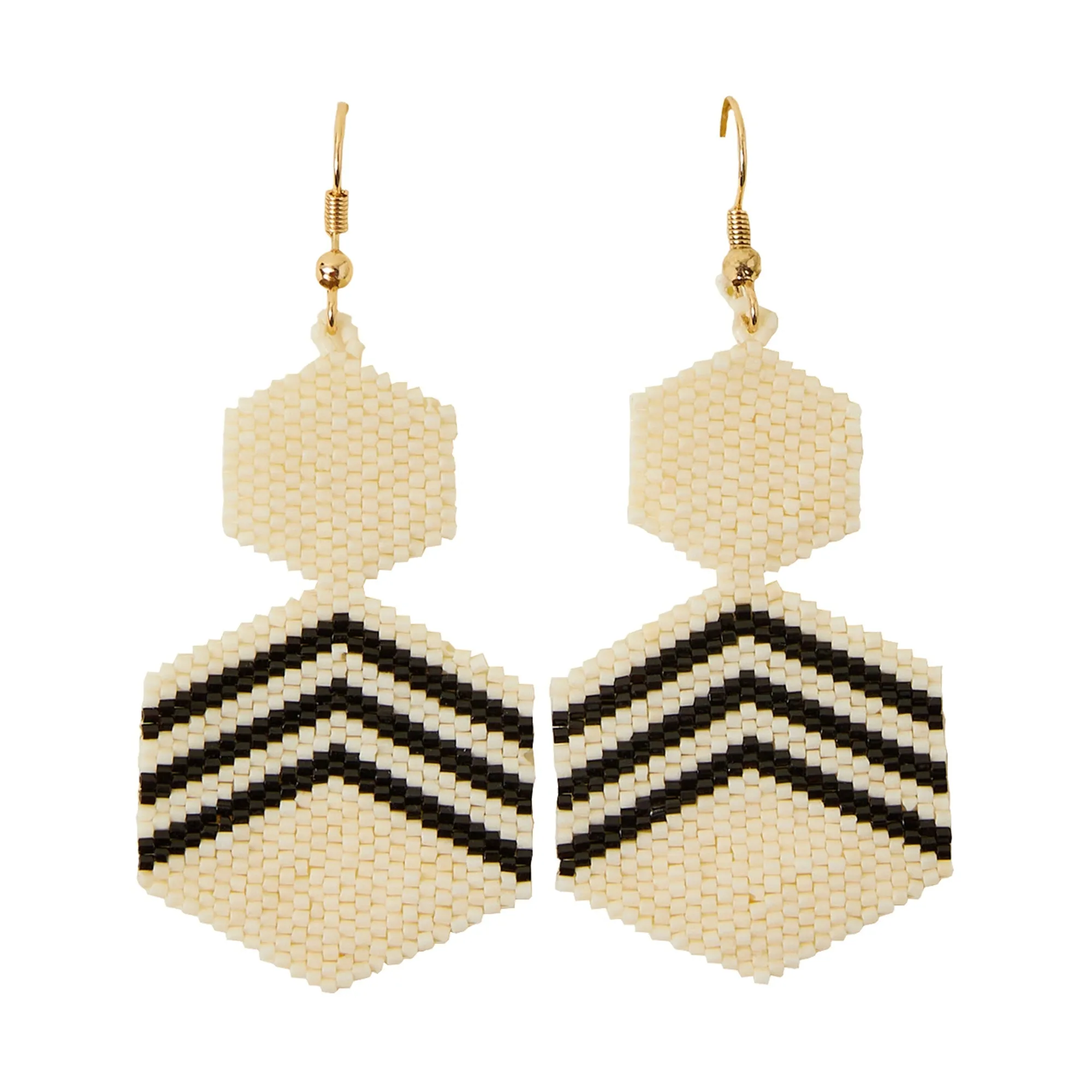 Accessorize London Women's Cream Mono Chevron Drop Earrings