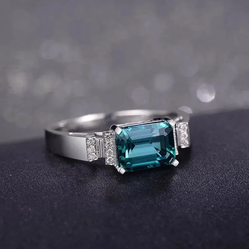 Aquamarine Resizable Silver Ring