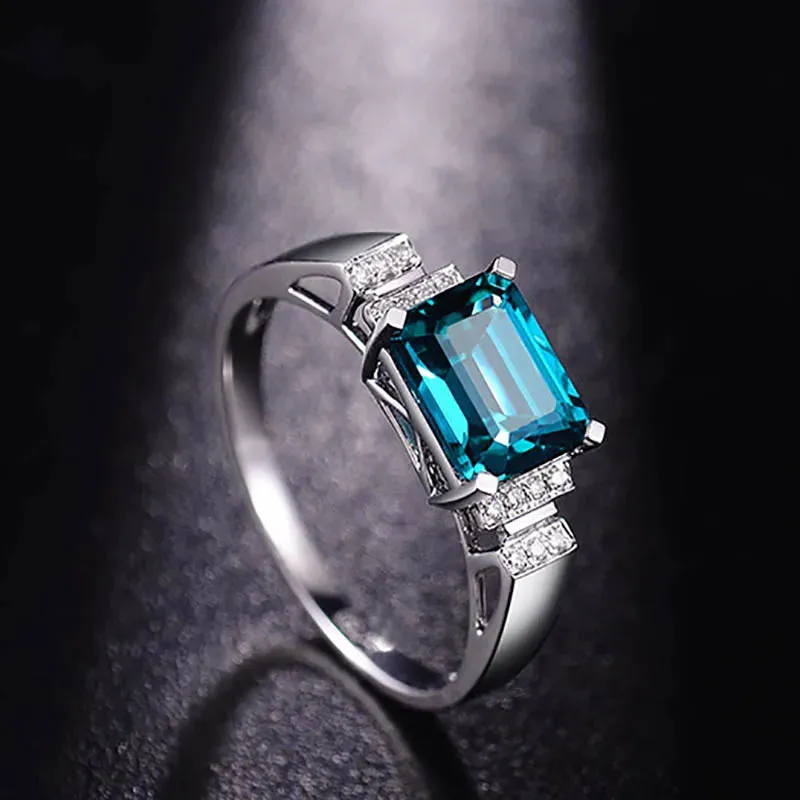Aquamarine Resizable Silver Ring