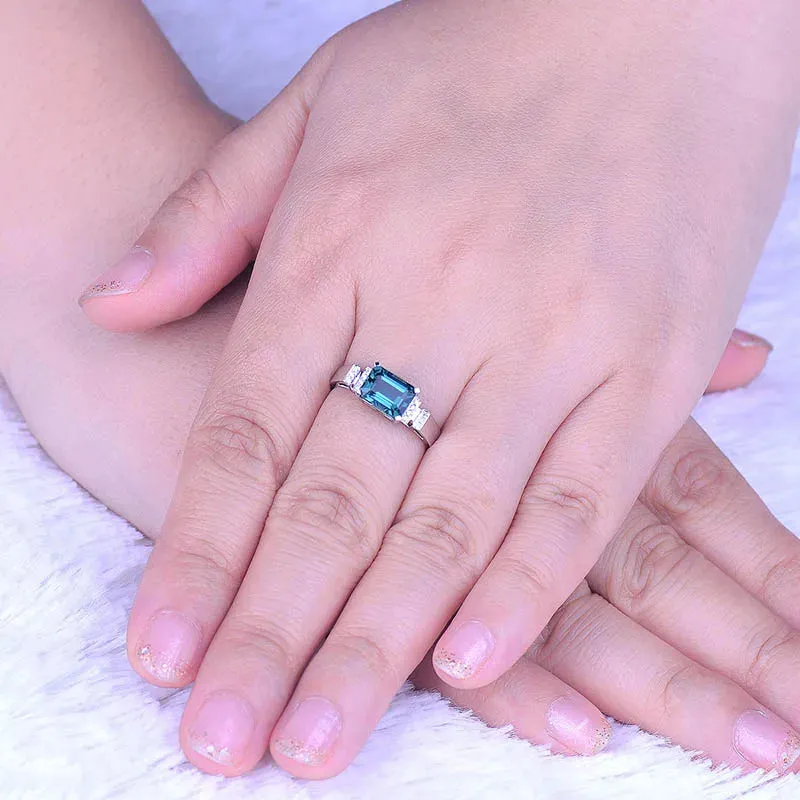 Aquamarine Resizable Silver Ring