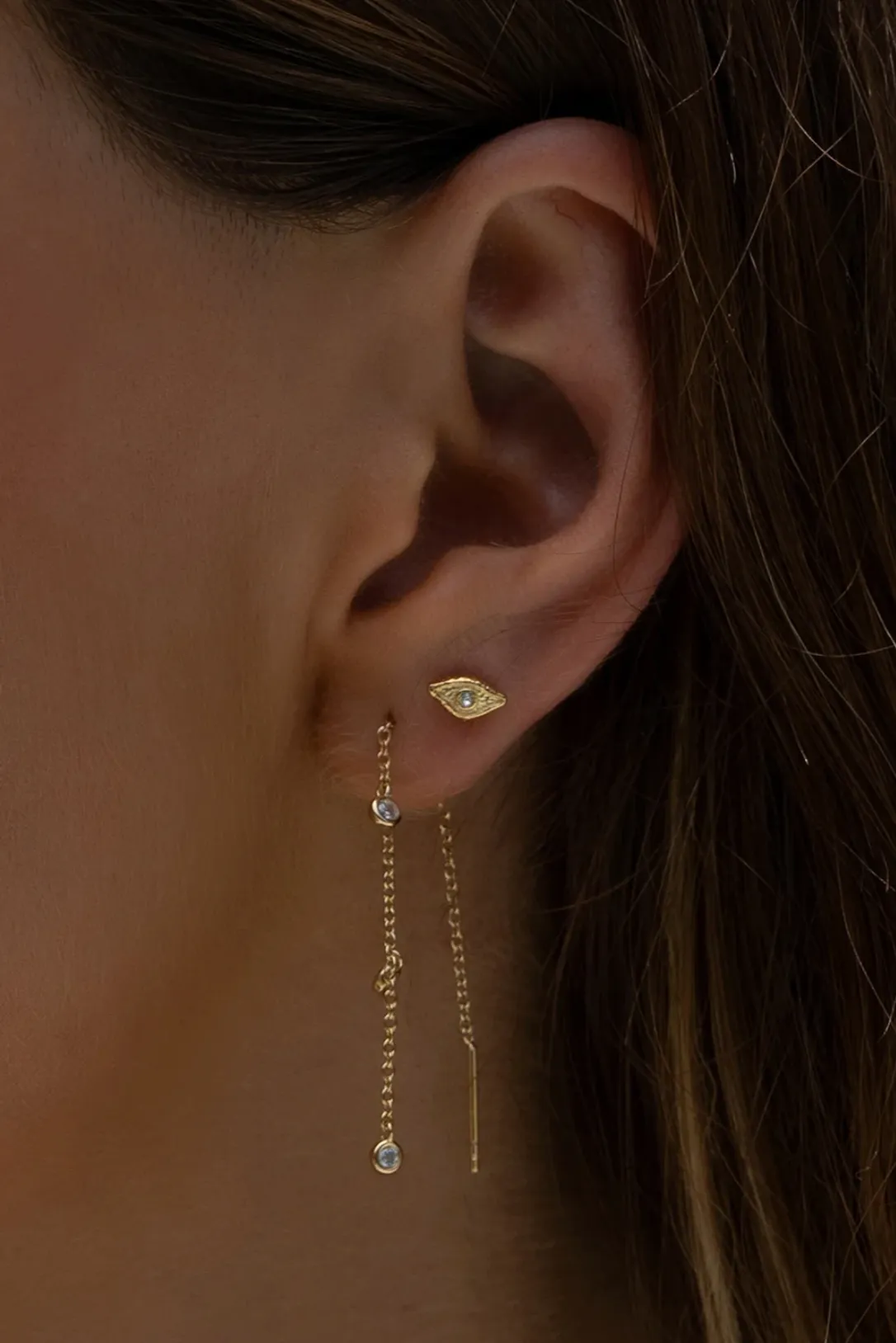 ARMS OF EVE COMET THREADER GOLD EARRINGS - GOLD PLATED