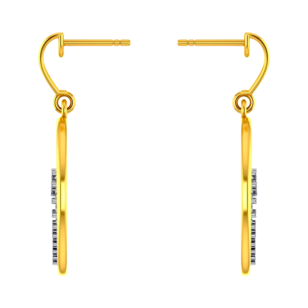 Beautiful 18k Diamond Circular Earrings With A Heart Shape Design In It