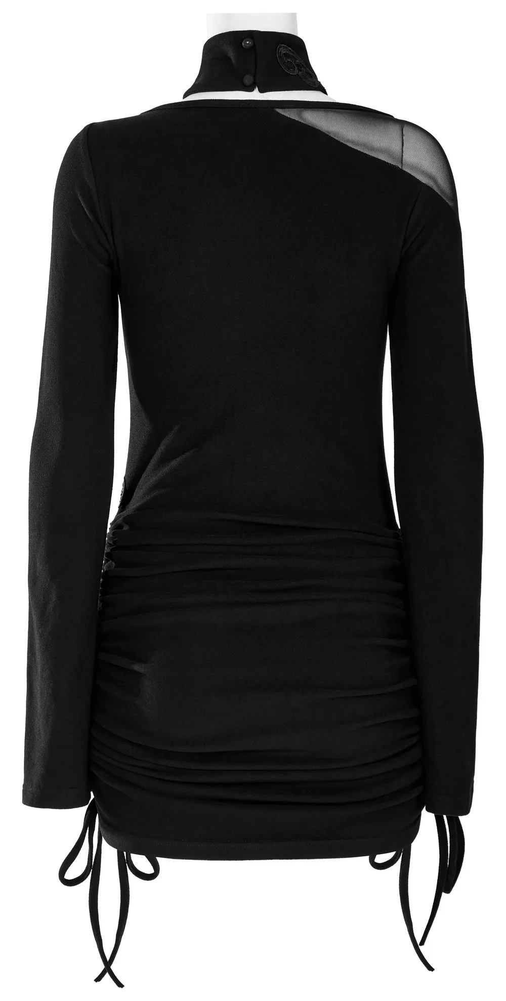 Black Gothic Witchy Drawstring Waist Choker Dress
