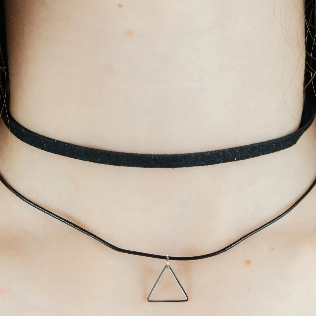 Black Lace Triangle Gothic Victorian Vintage Emo Choker Necklace