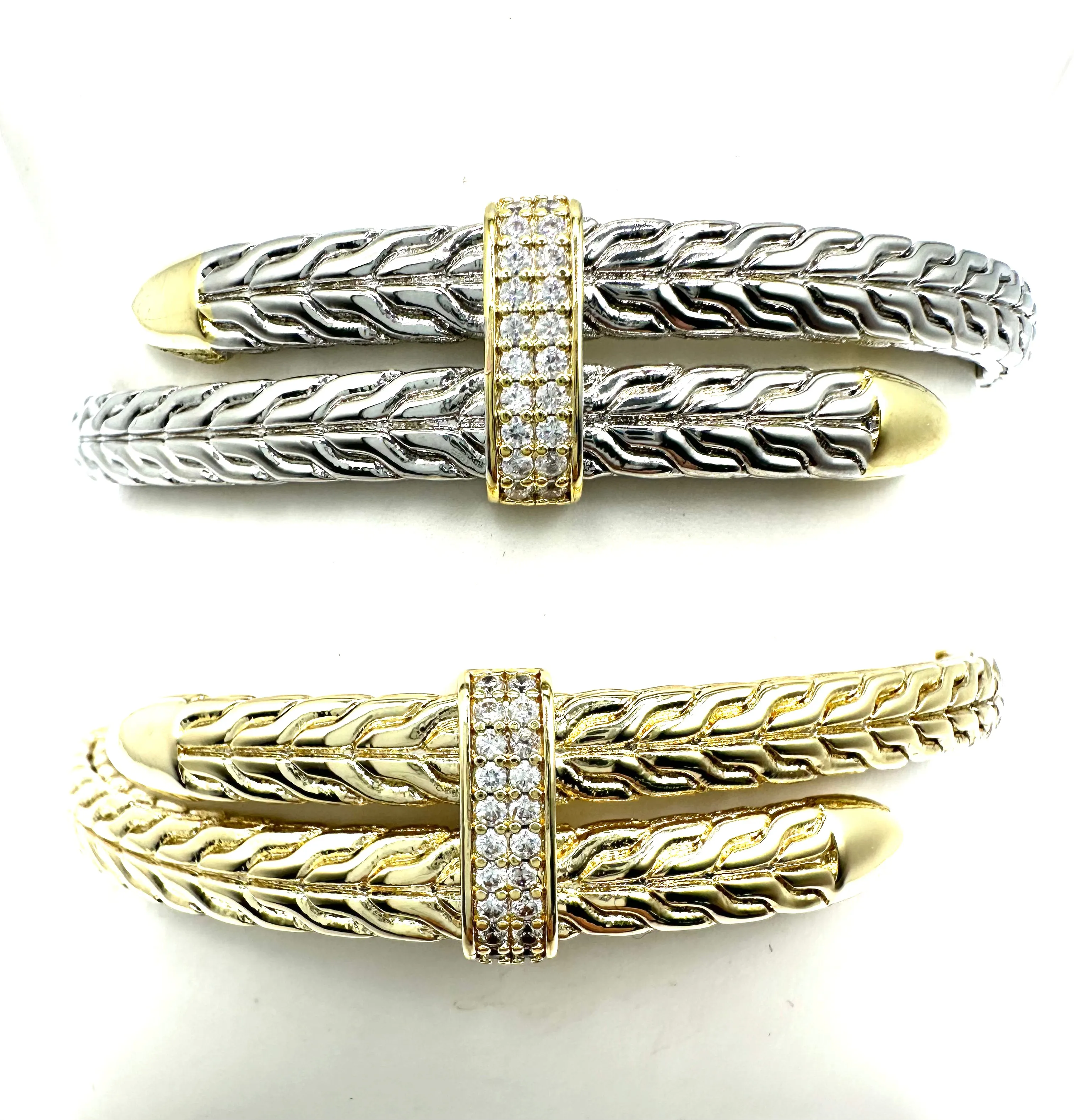 Braided CZ Crossover Bangle