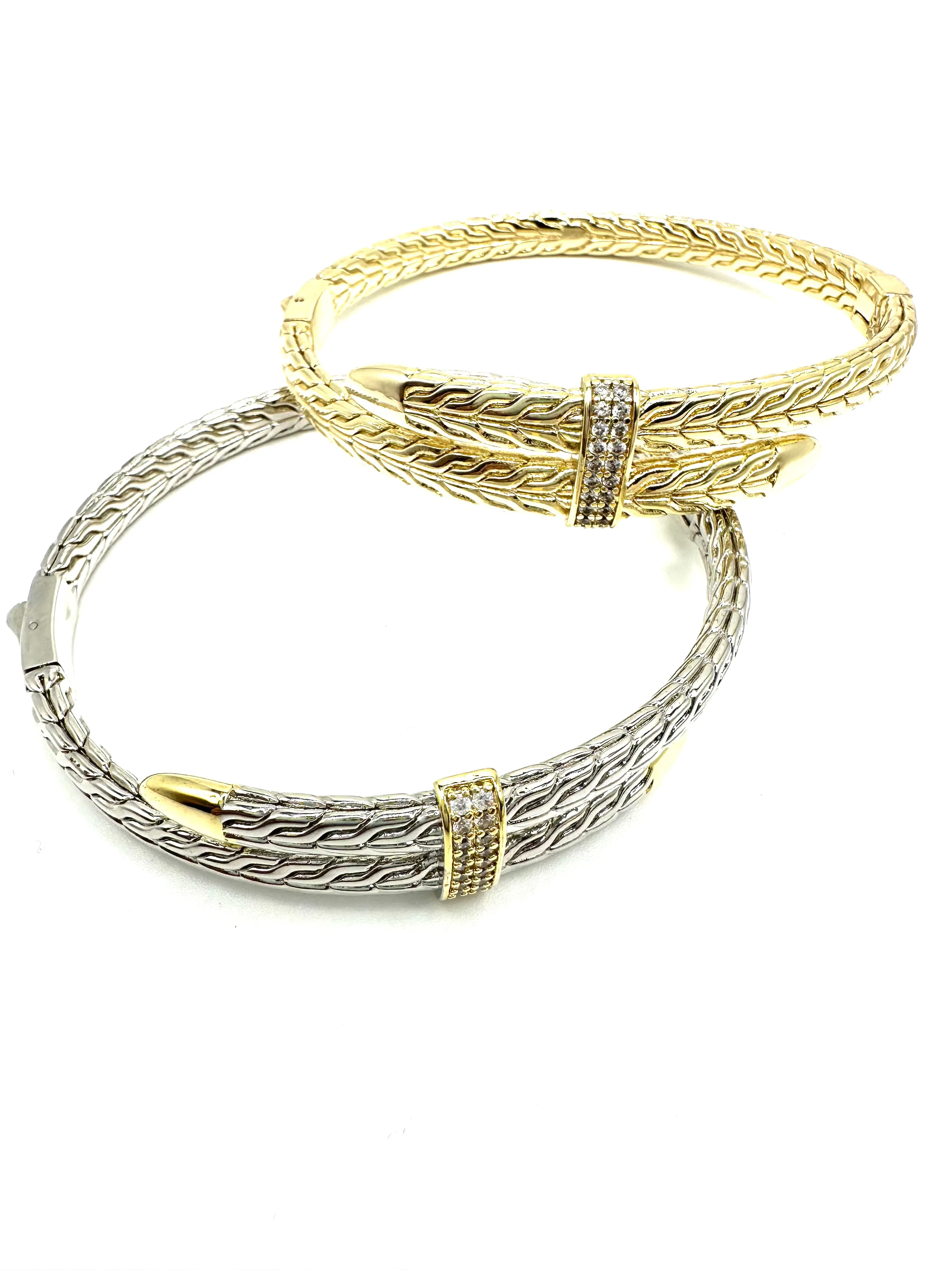 Braided CZ Crossover Bangle