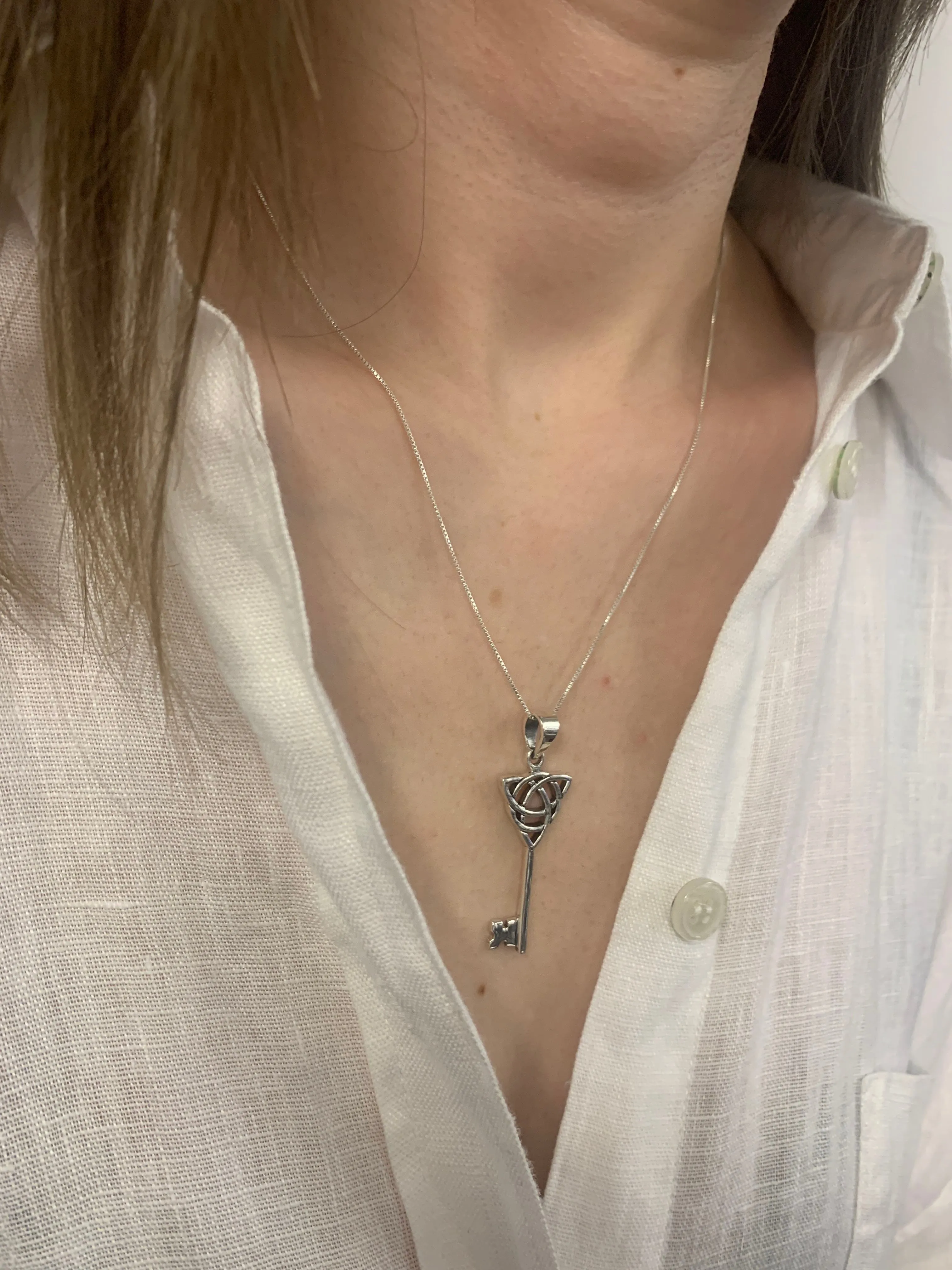 Celtic Key Pendant - Trinity Knot Necklace - Symbolic Key Pendant
