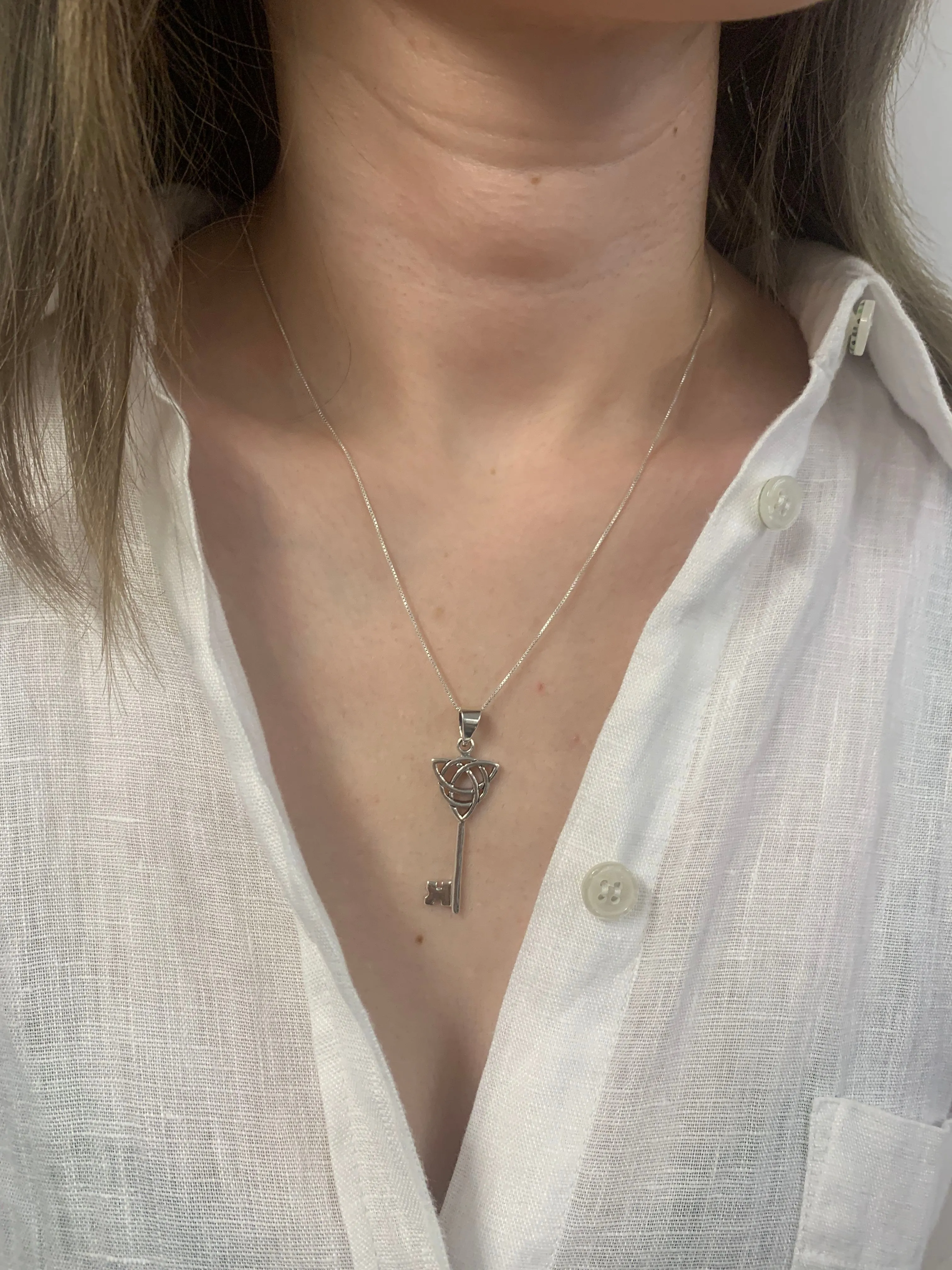 Celtic Key Pendant - Trinity Knot Necklace - Symbolic Key Pendant