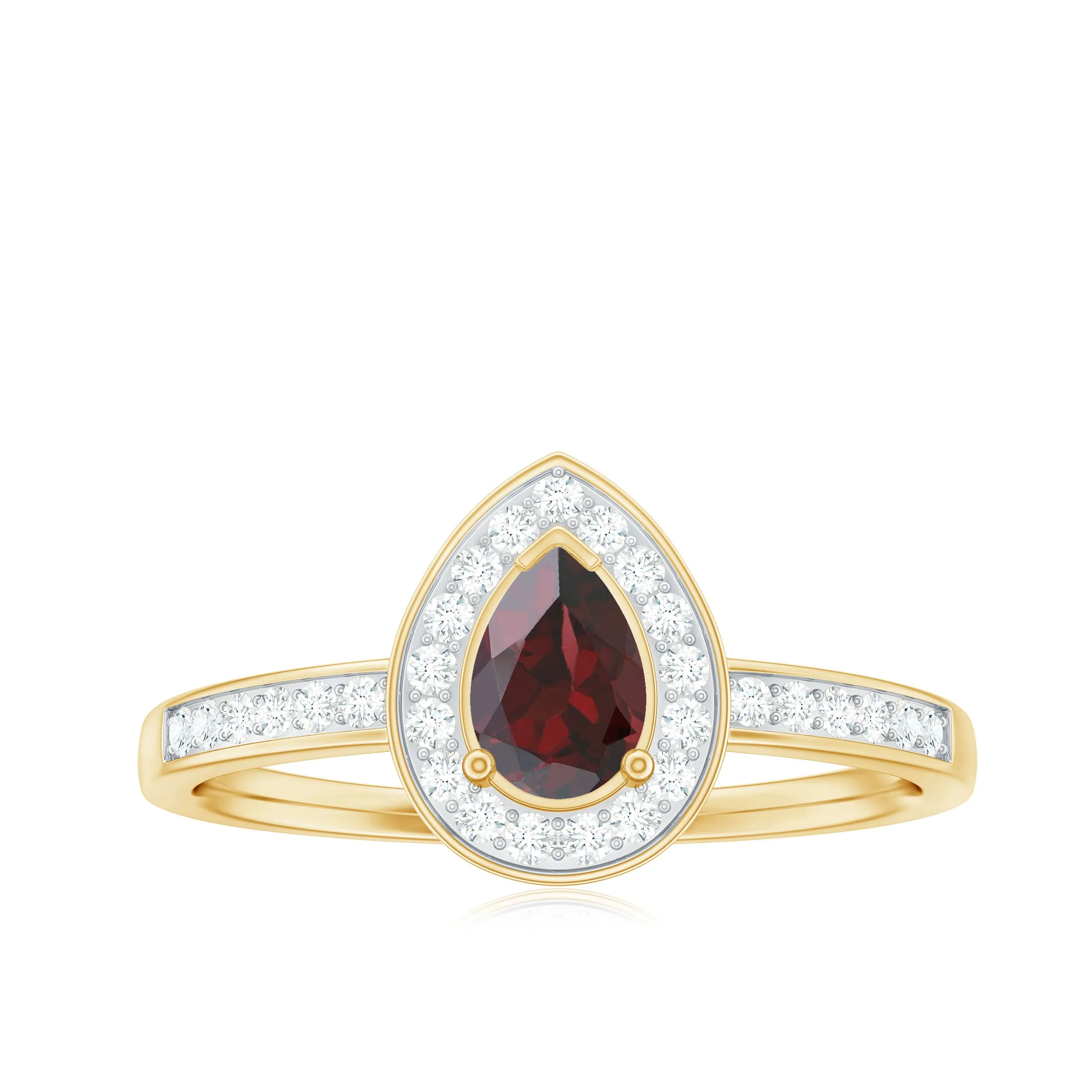 Classic Garnet and Diamond Halo Engagement Ring