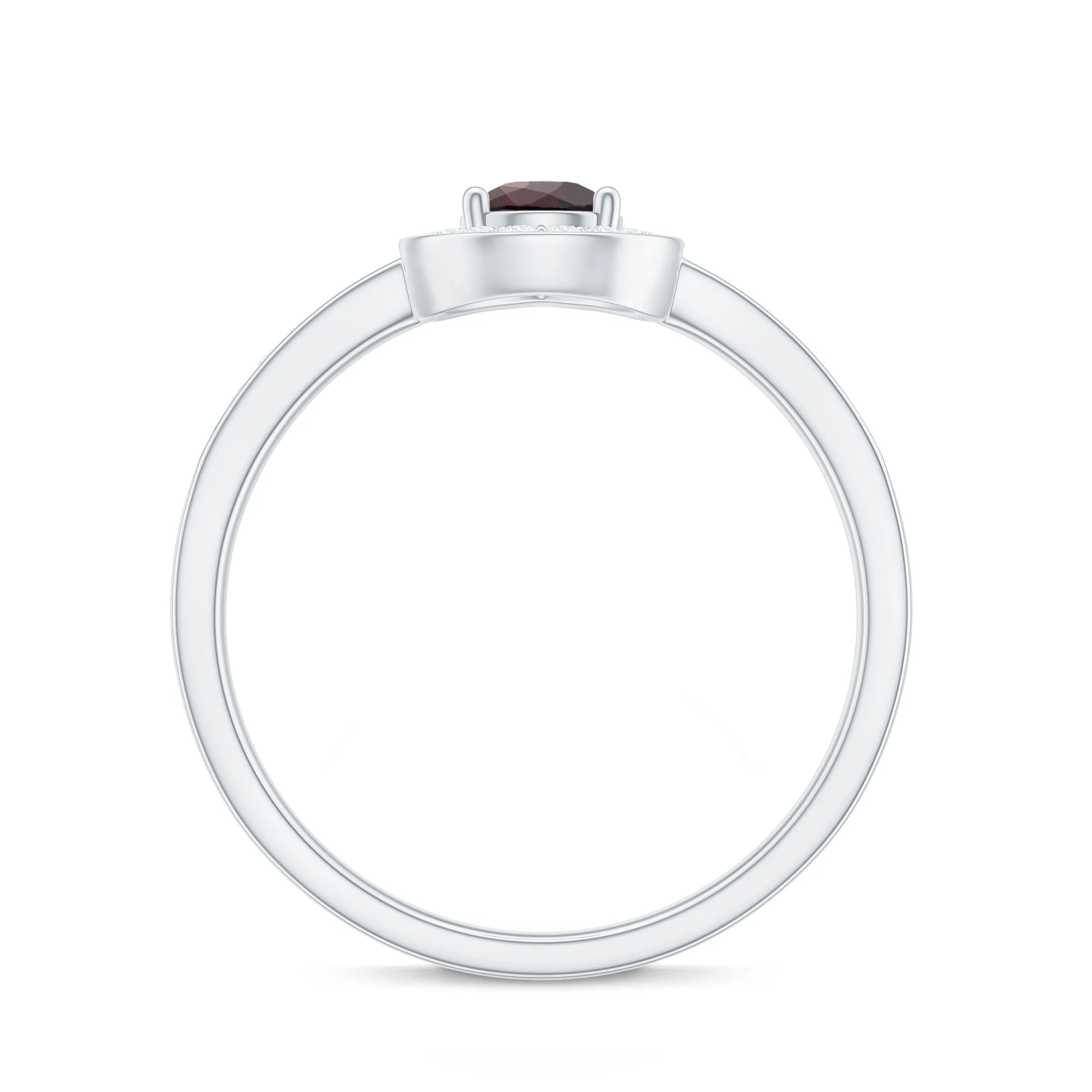Classic Garnet and Diamond Halo Engagement Ring
