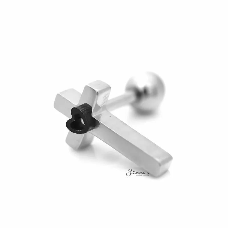 Cross with Star Centered Tragus Cartilage Earring Stud