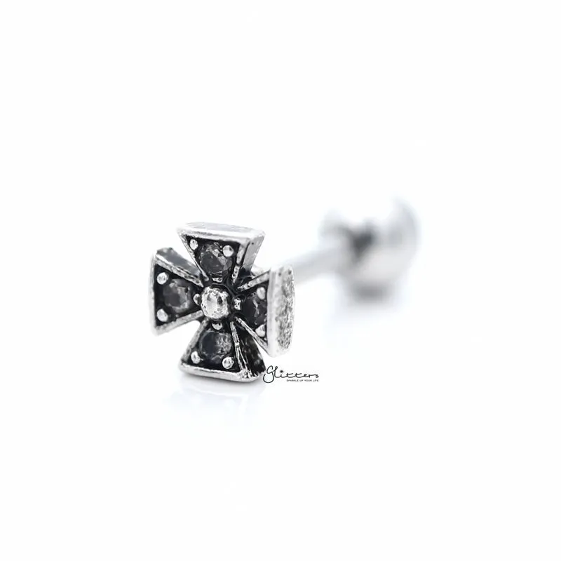C.Z Cross Pattee Tragus Cartilage Earring Stud