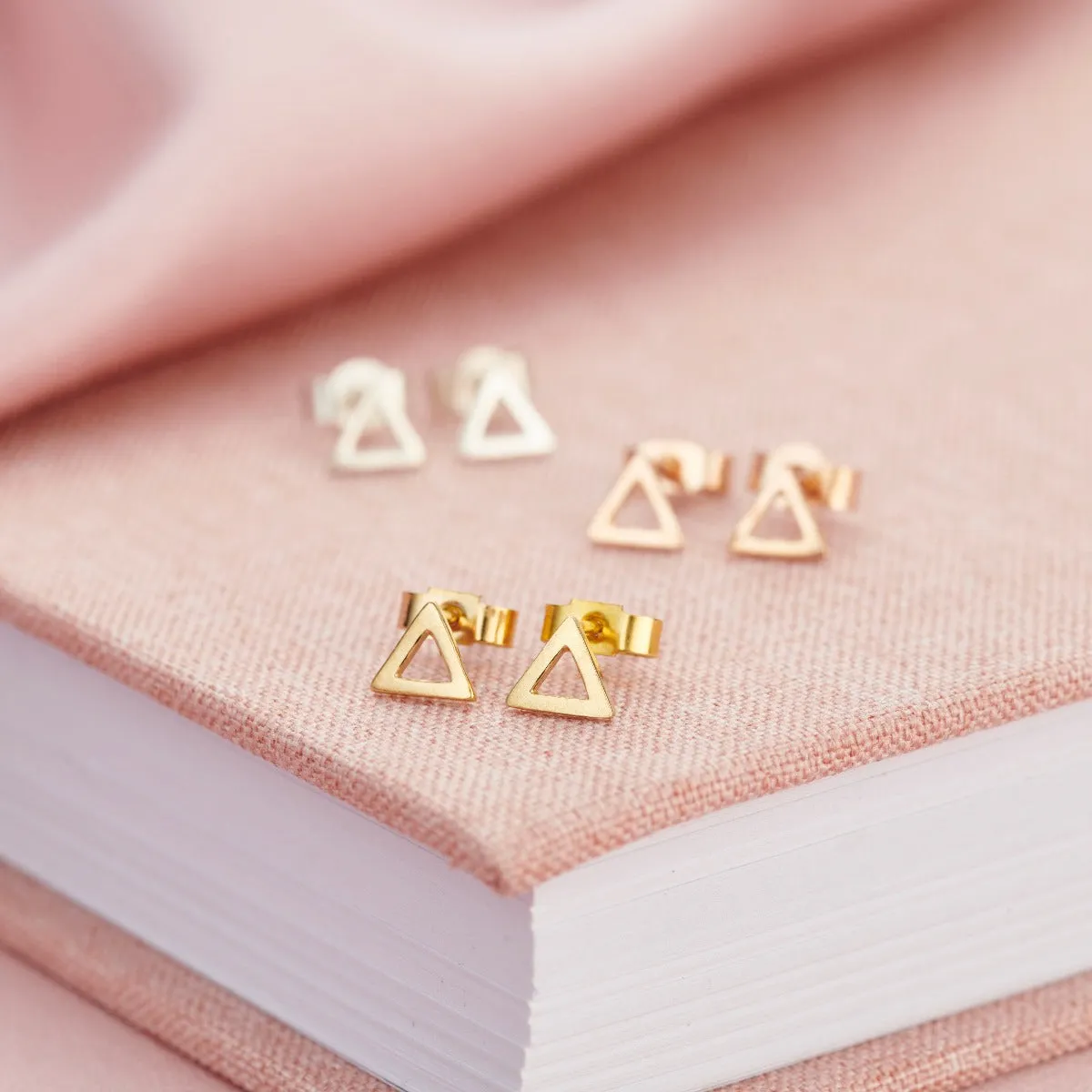 Fine Geometric Triangle Stud Earrings