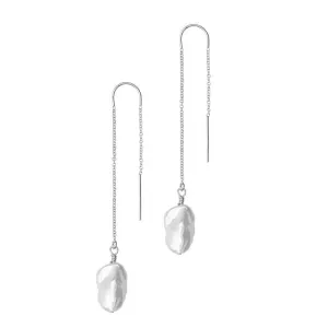 Fresh Water Pearl Baroque Threader Earring (Sterling Silver)