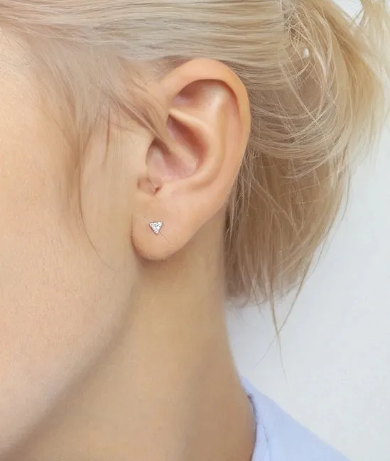 Geo Triangle Piercing Barbell Ball Back Earrings Sleeper Earrings