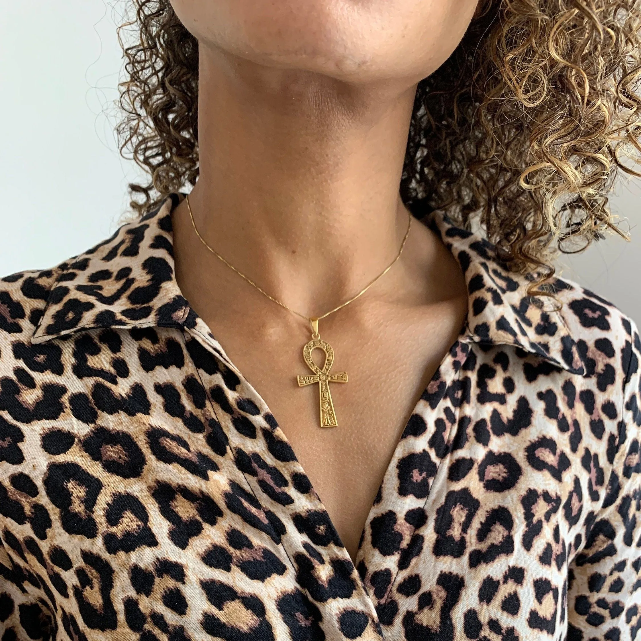 Gold Ankh Pendant - Vintage Cross Pendant, Ancient Necklace