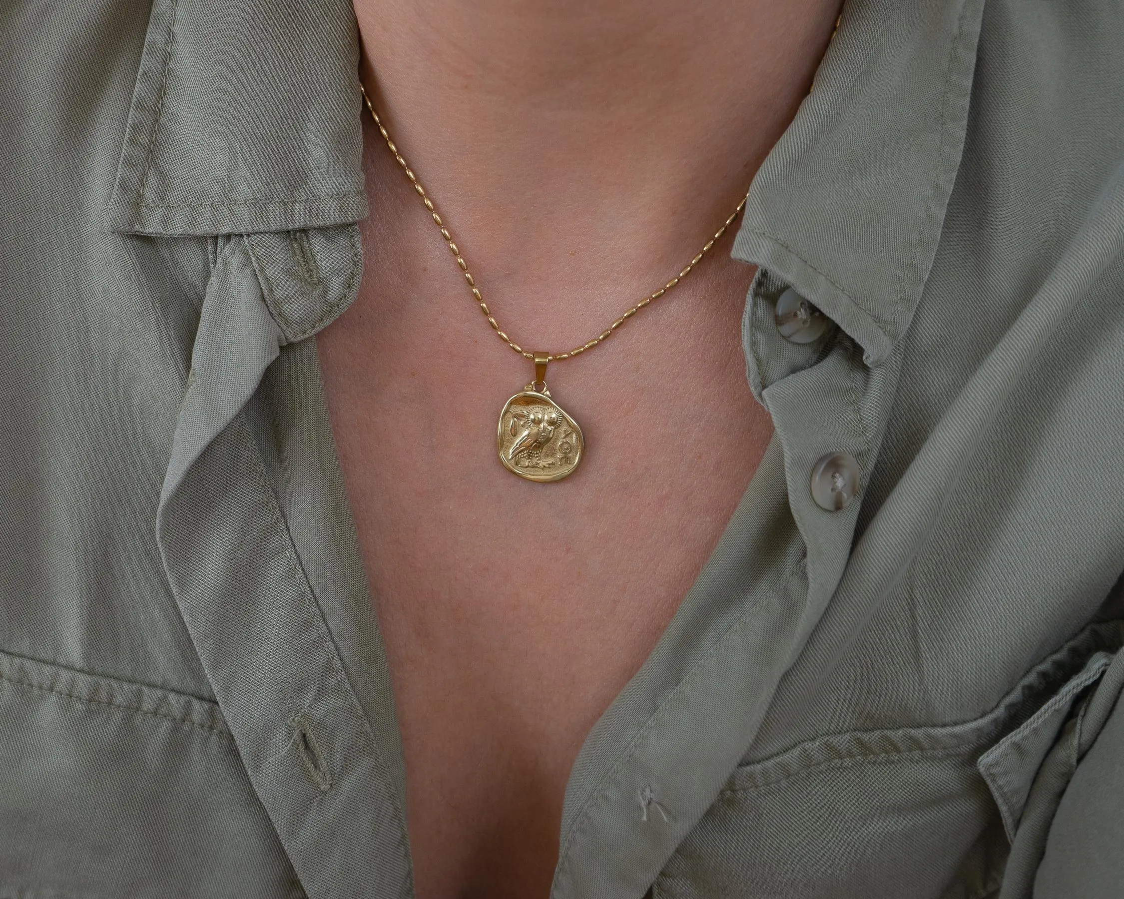 Gold ATHENA'S OWL necklace
