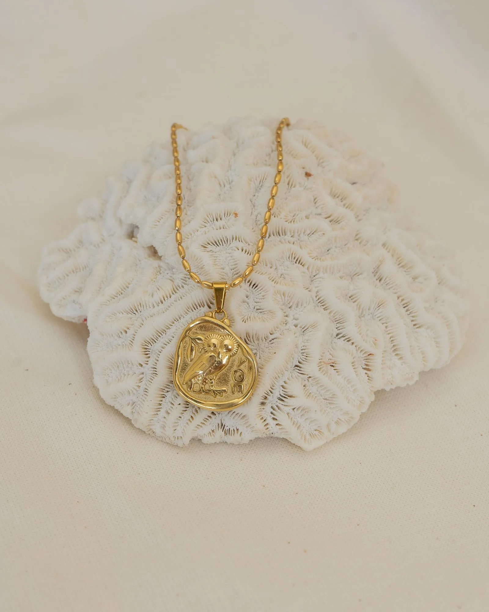 Gold ATHENA'S OWL necklace