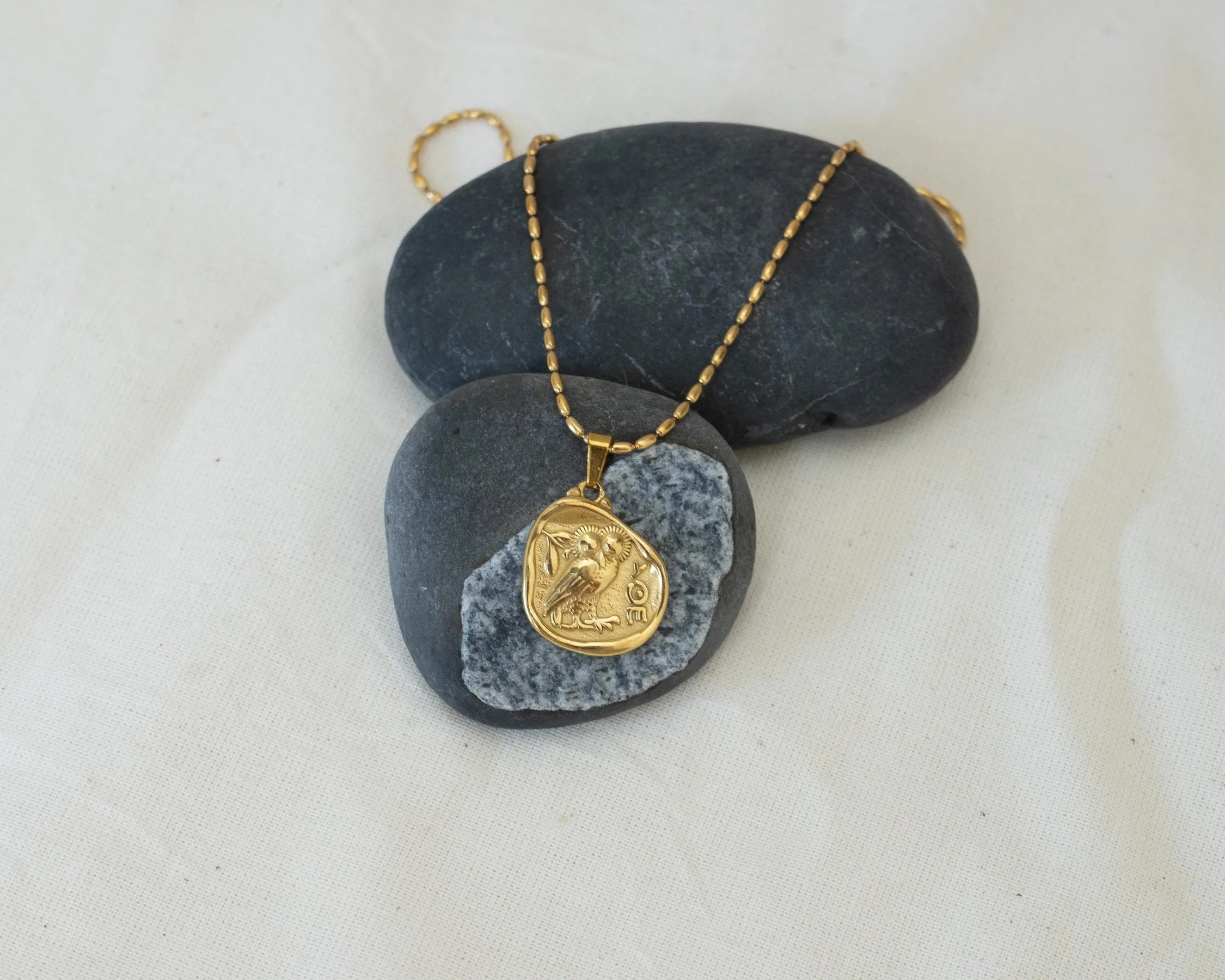 Gold ATHENA'S OWL necklace