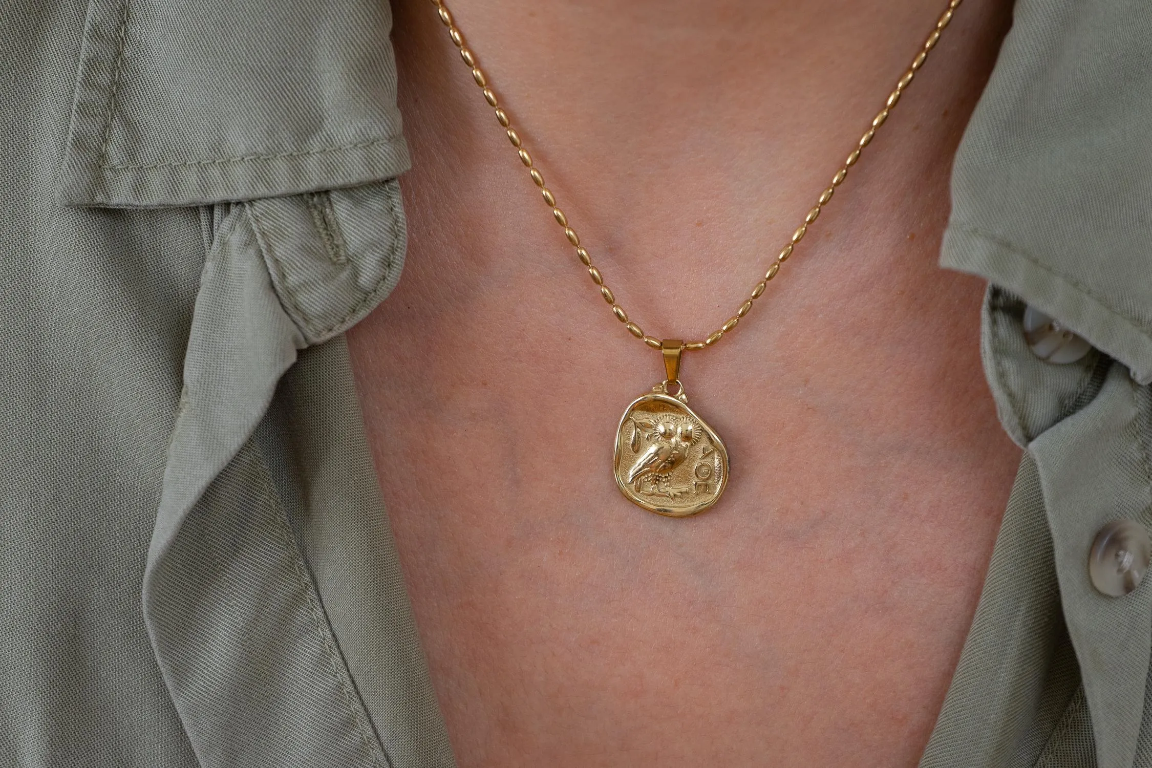 Gold ATHENA'S OWL necklace