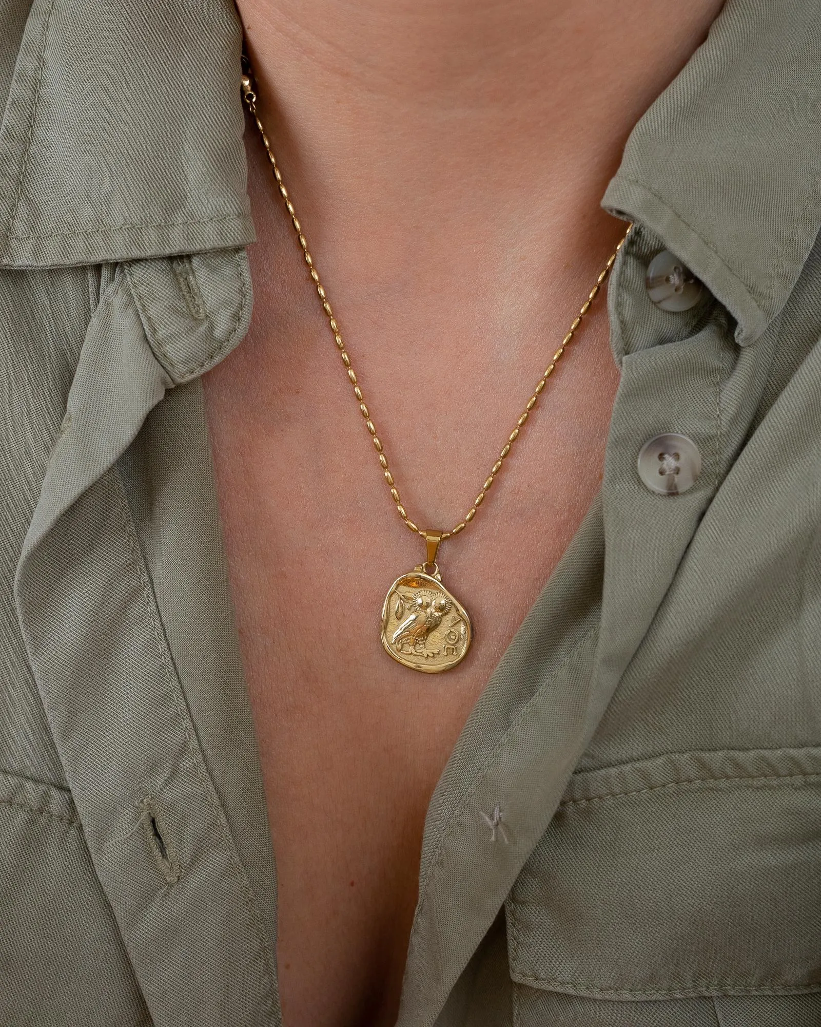 Gold ATHENA'S OWL necklace