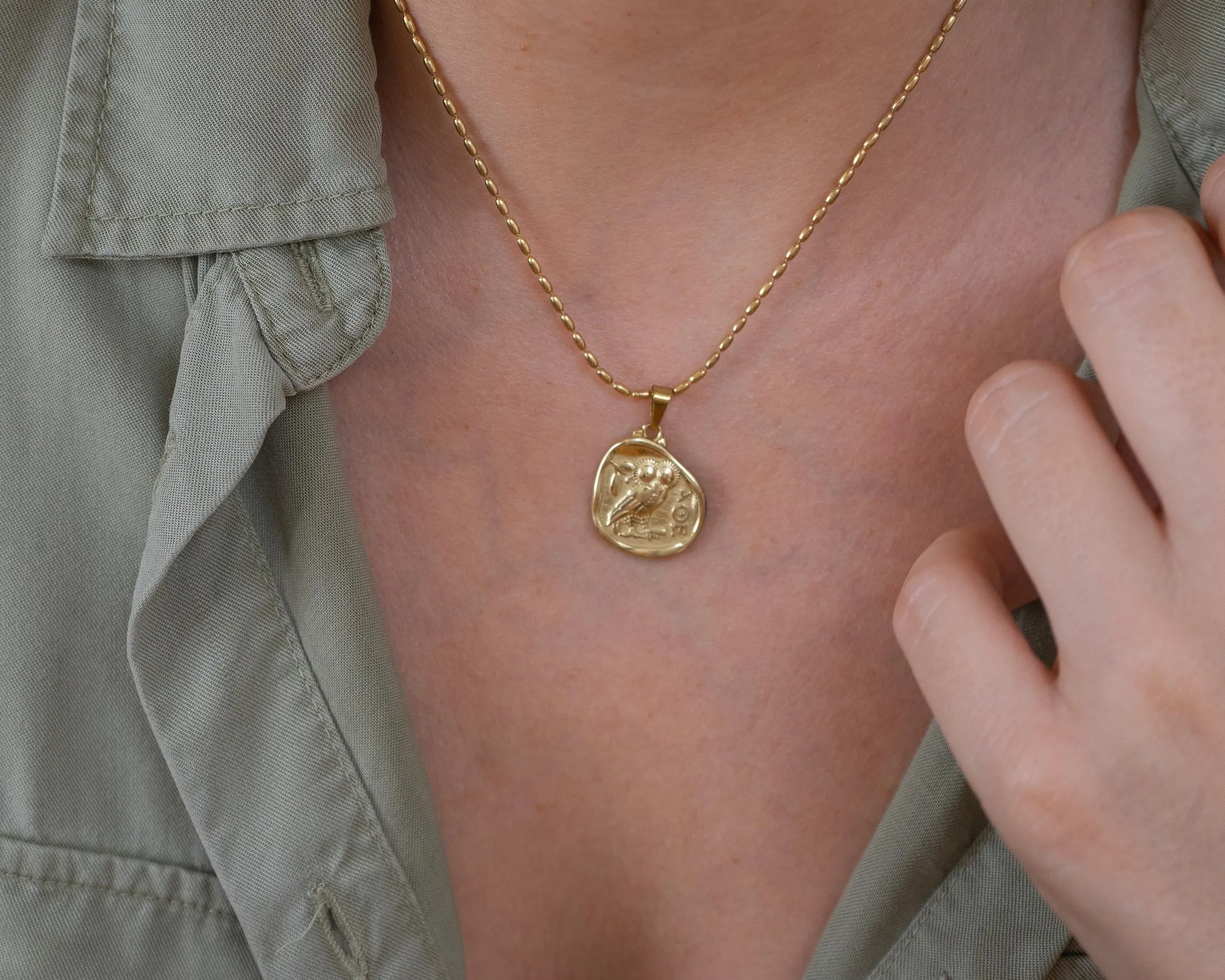 Gold ATHENA'S OWL necklace
