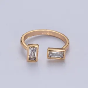 Gold Baguette Cubic Zirconia Adjustable Ring