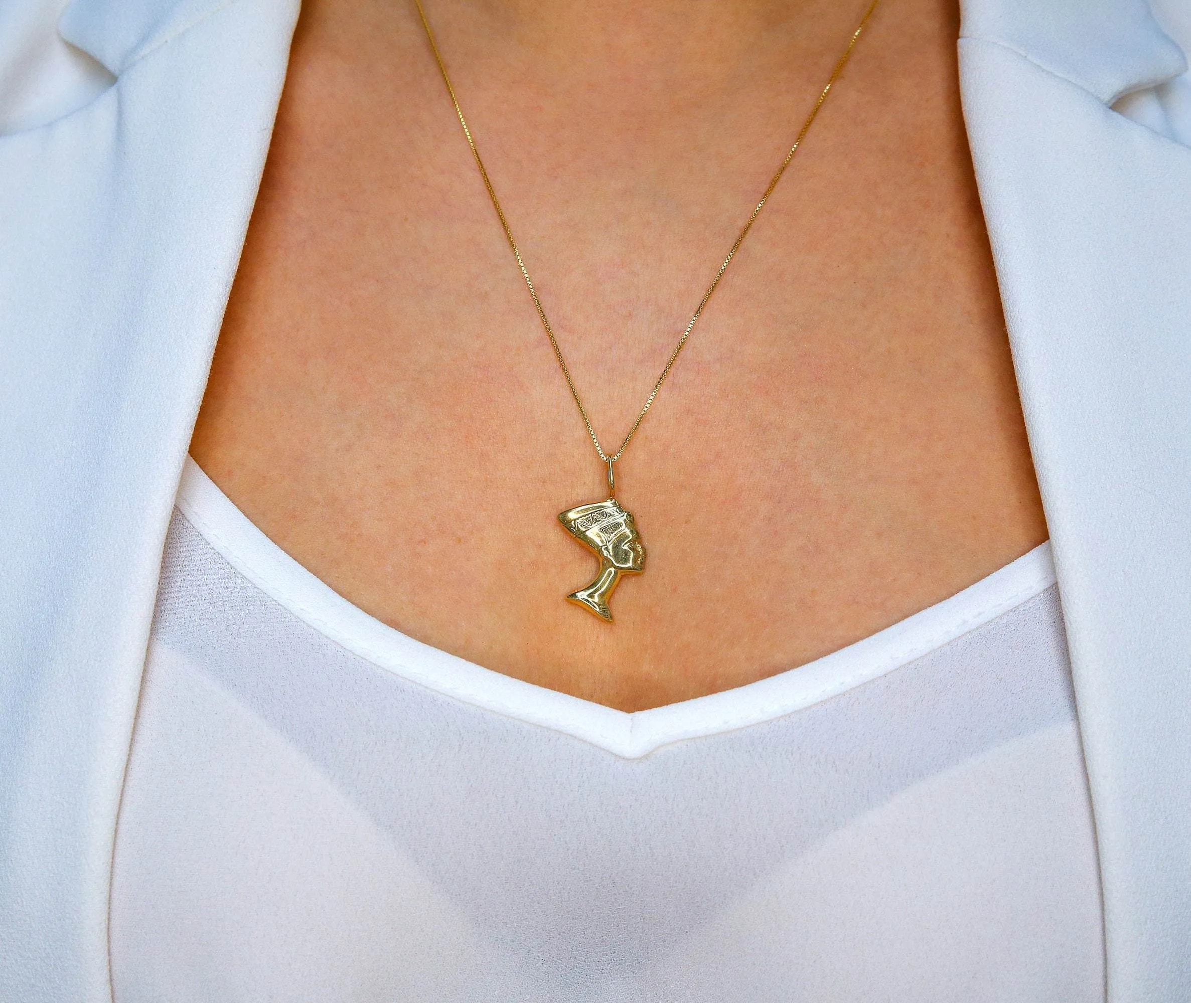 Gold Nefertiti Pendant - Egyptian Necklace - Gold Antient Necklace