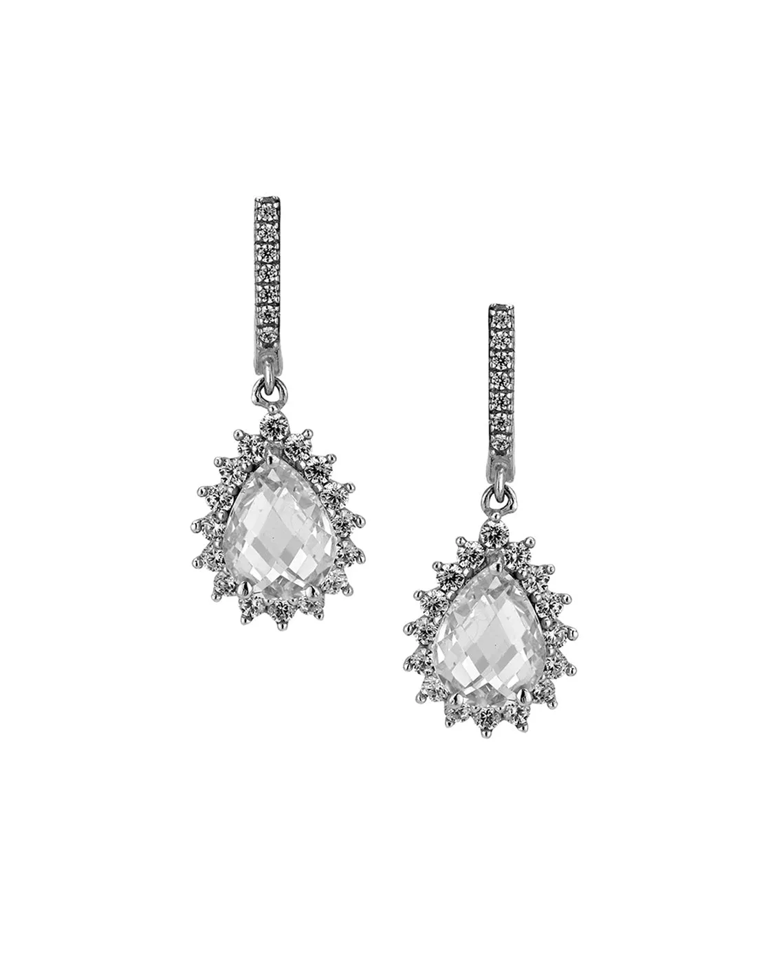 Gold Plated Contemporary Drop Earring With Dangling Cz Stone