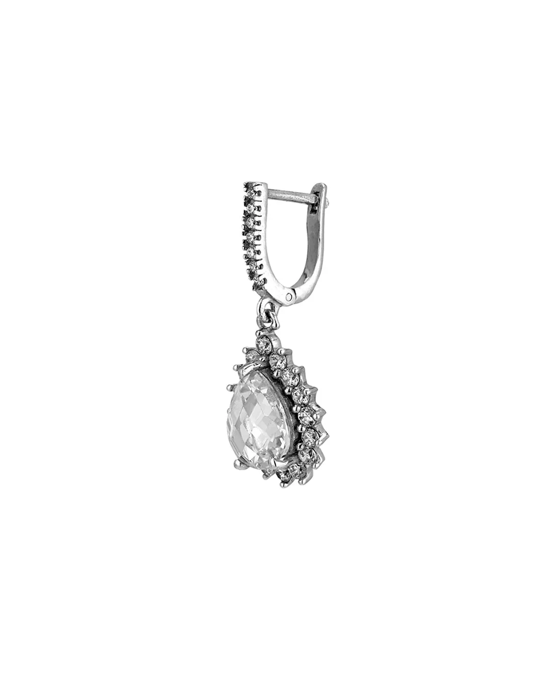 Gold Plated Contemporary Drop Earring With Dangling Cz Stone