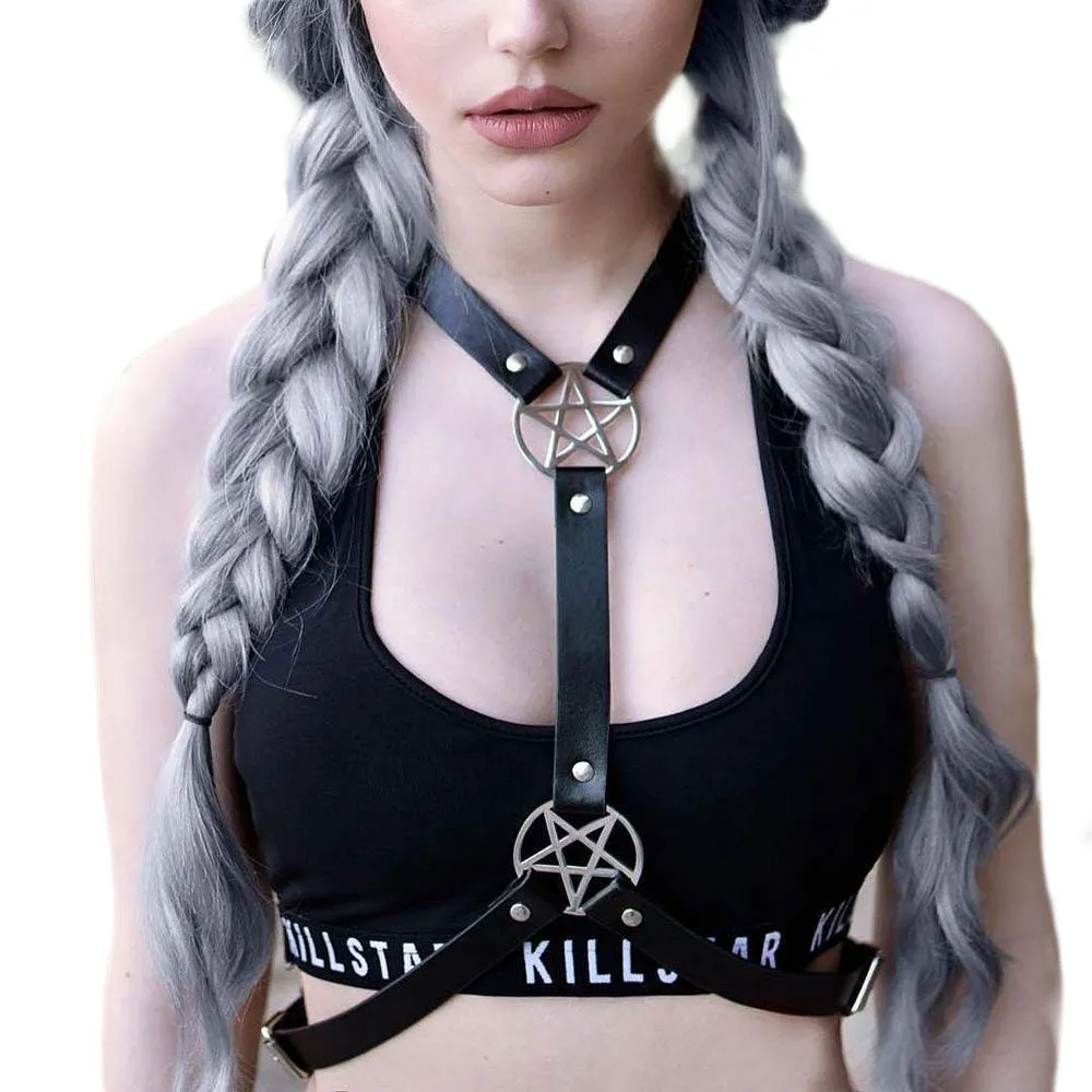 Gothic Bra Cage Neck Choker Suspender Body Harness