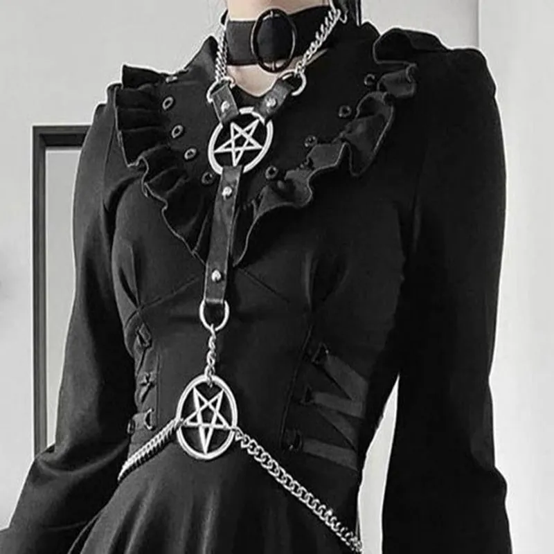 Gothic Bra Cage Neck Choker Suspender Body Harness