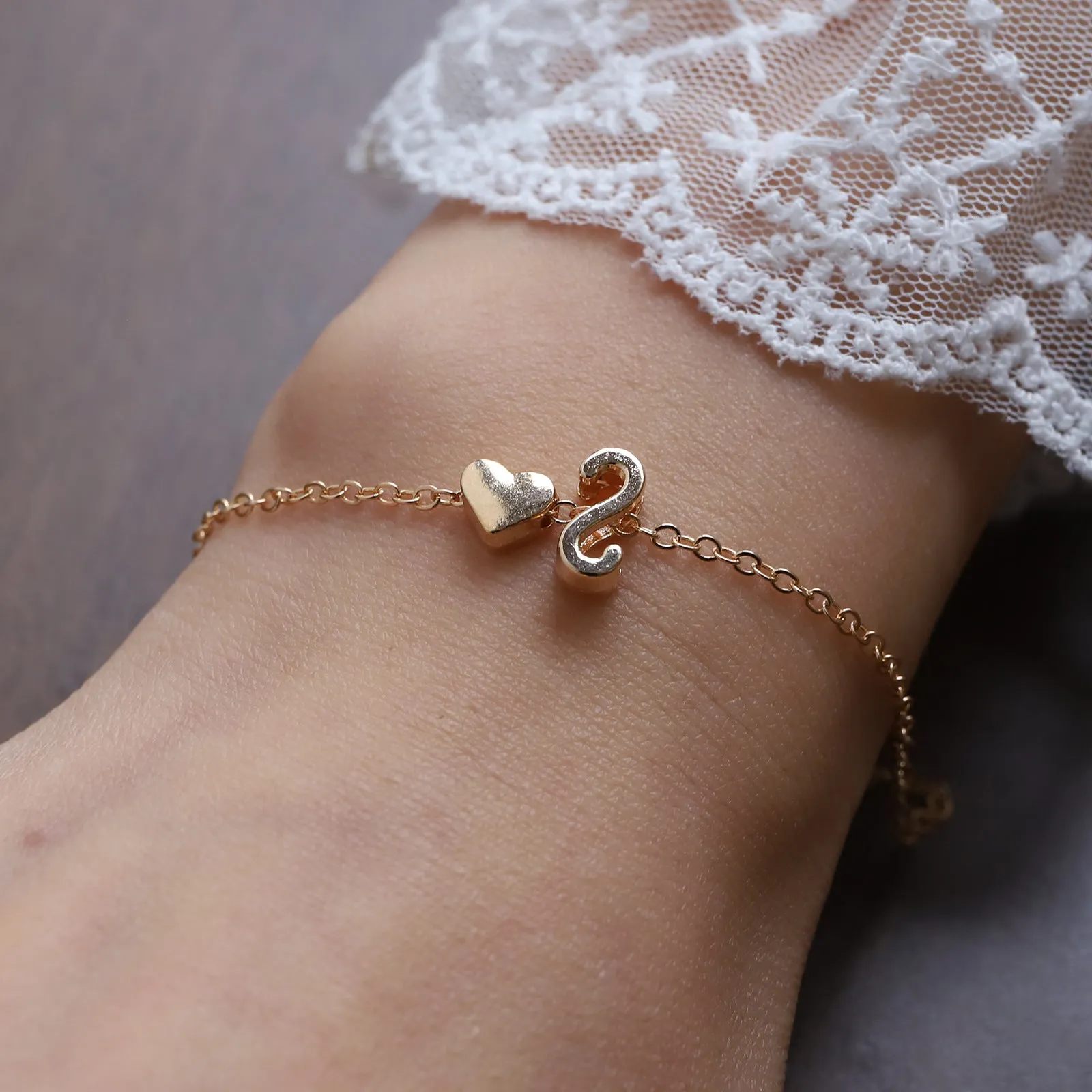 Heart & Initial Charm Bracelet