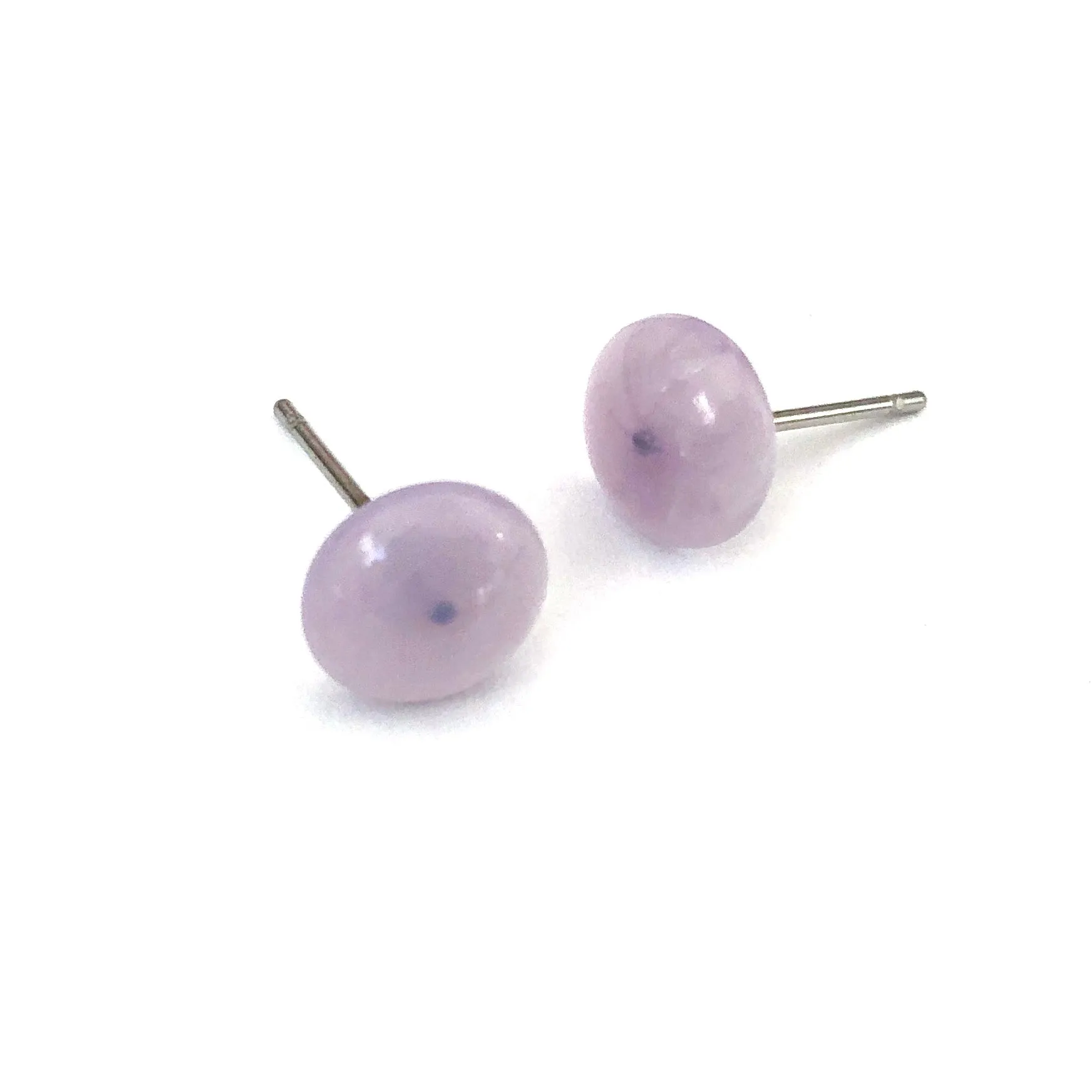 Lilac Purple Marbled Retro Button Stud Earrings