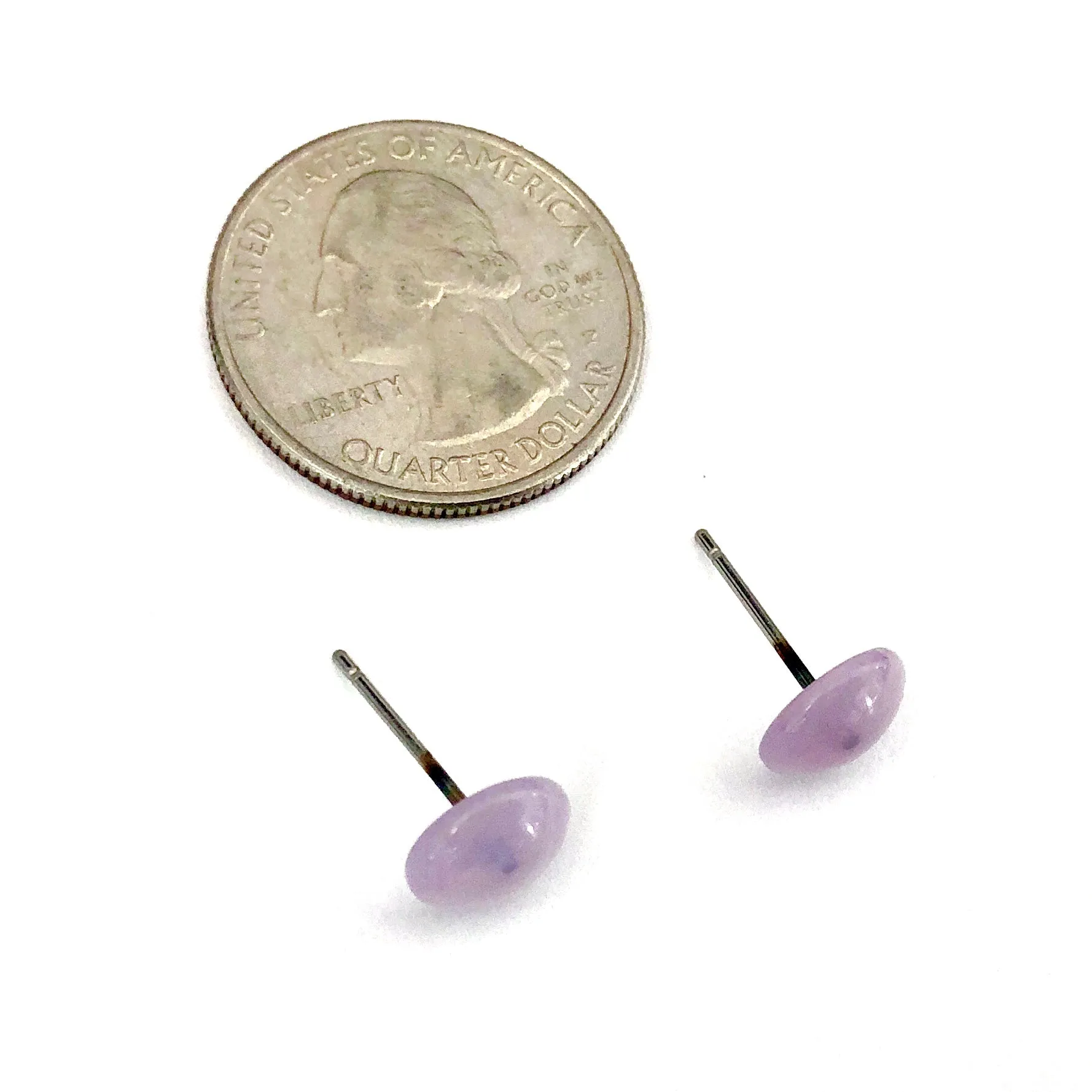 Lilac Purple Marbled Retro Button Stud Earrings