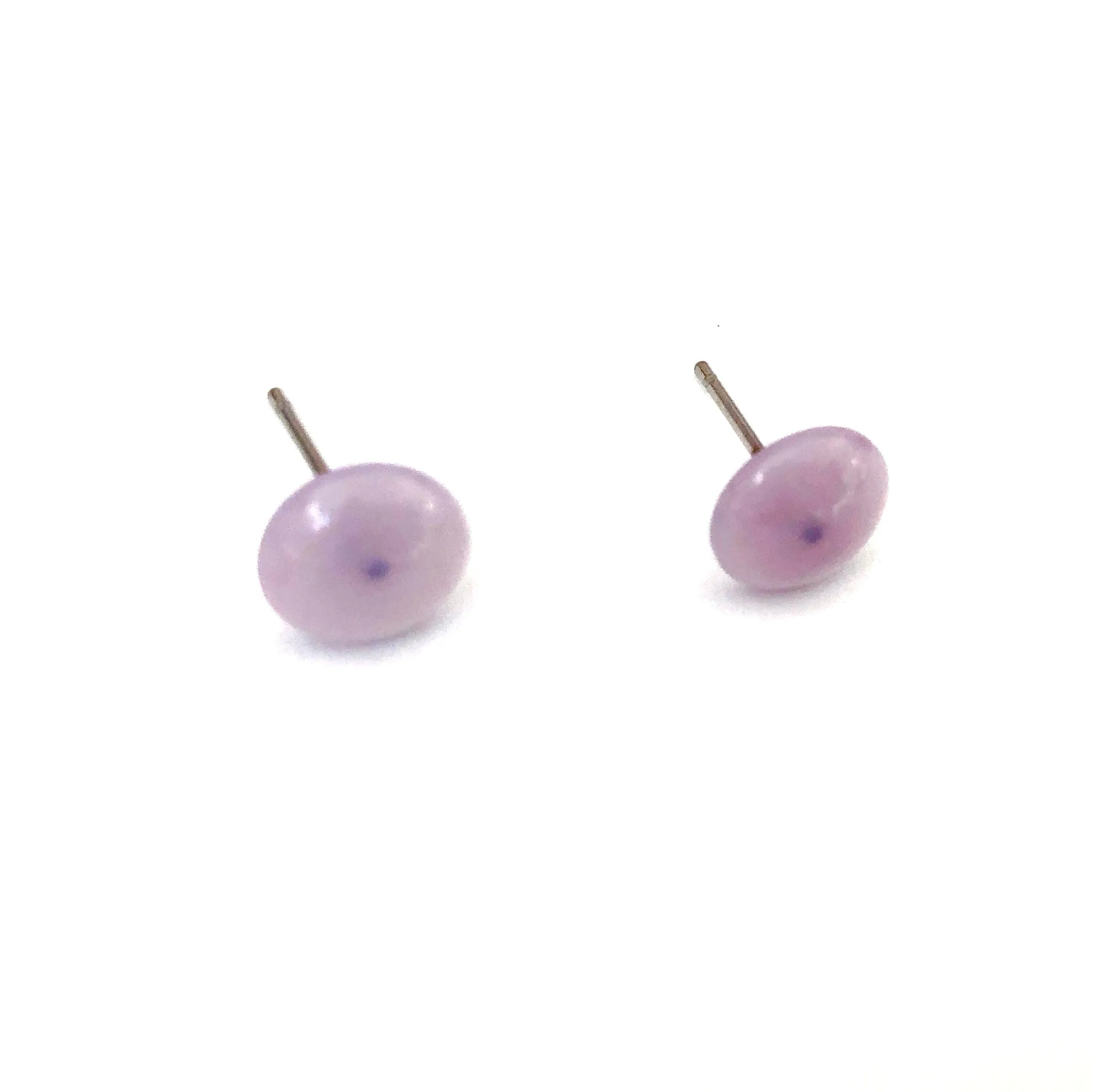 Lilac Purple Marbled Retro Button Stud Earrings