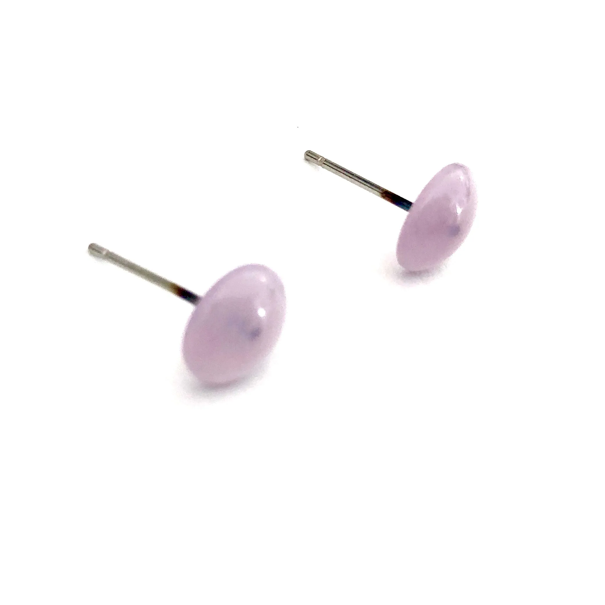 Lilac Purple Marbled Retro Button Stud Earrings
