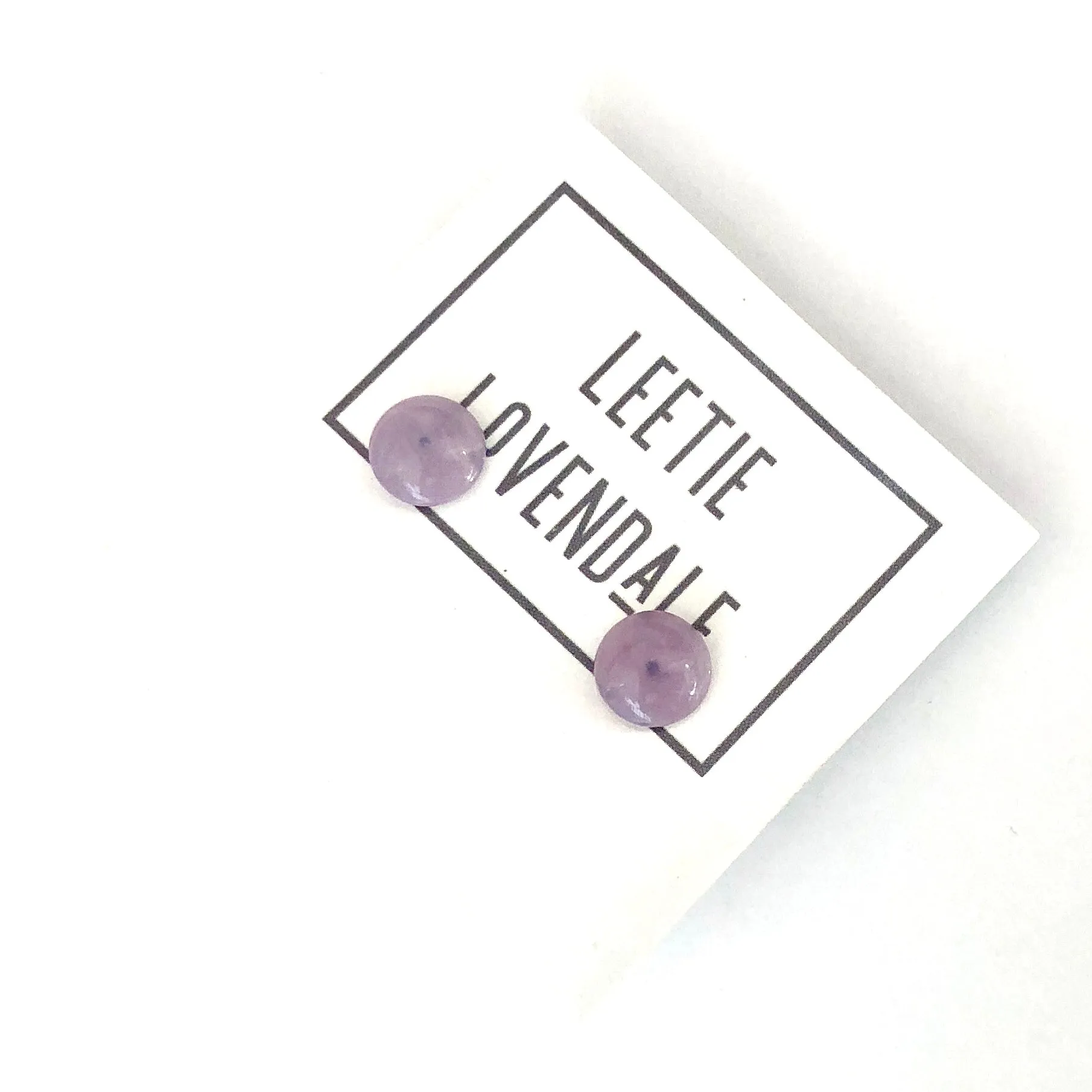 Lilac Purple Marbled Retro Button Stud Earrings
