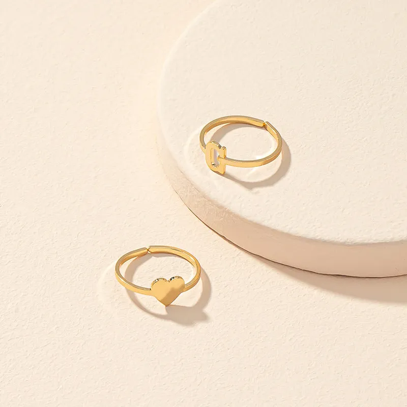 Love Letter Duo Ring Set: Trendy European and American Jewelry Piece