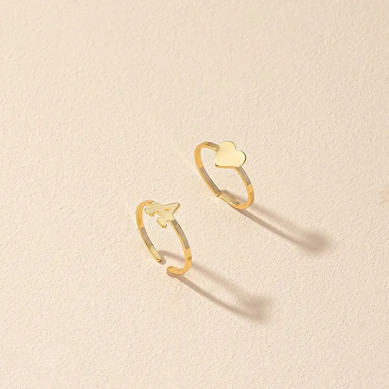 Love Letter Duo Ring Set: Trendy European and American Jewelry Piece
