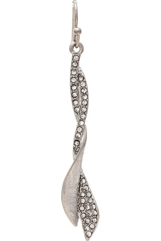 Rain Jewelry Shiny Silver Clear Crystal Accent Ribbon Bar French Wire Earring