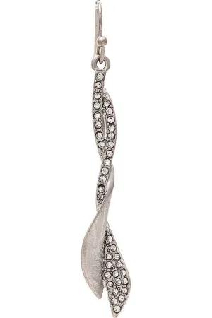 Rain Jewelry Shiny Silver Clear Crystal Accent Ribbon Bar French Wire Earring