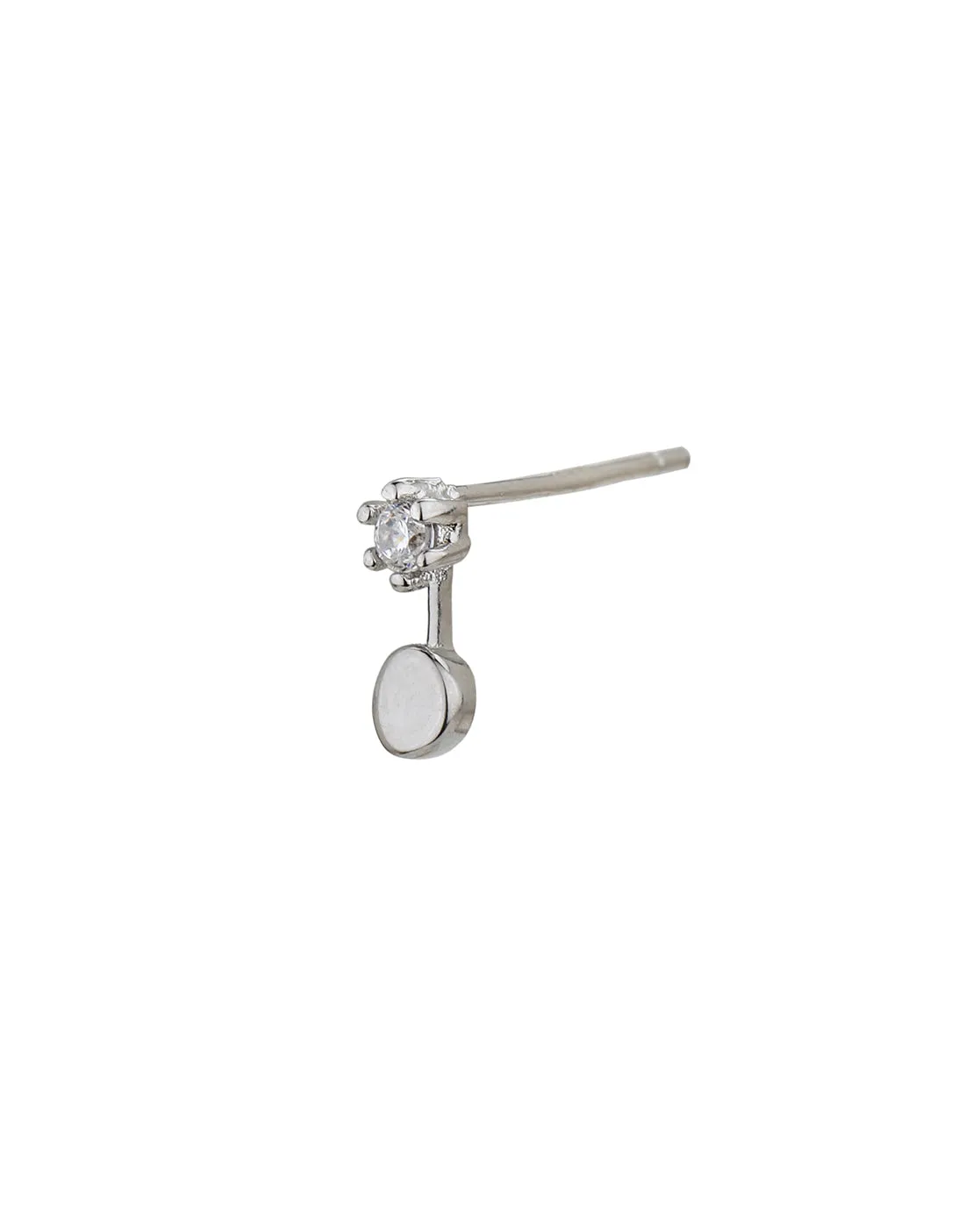 Rhodium Plated Contemporary Half Hoop Earring